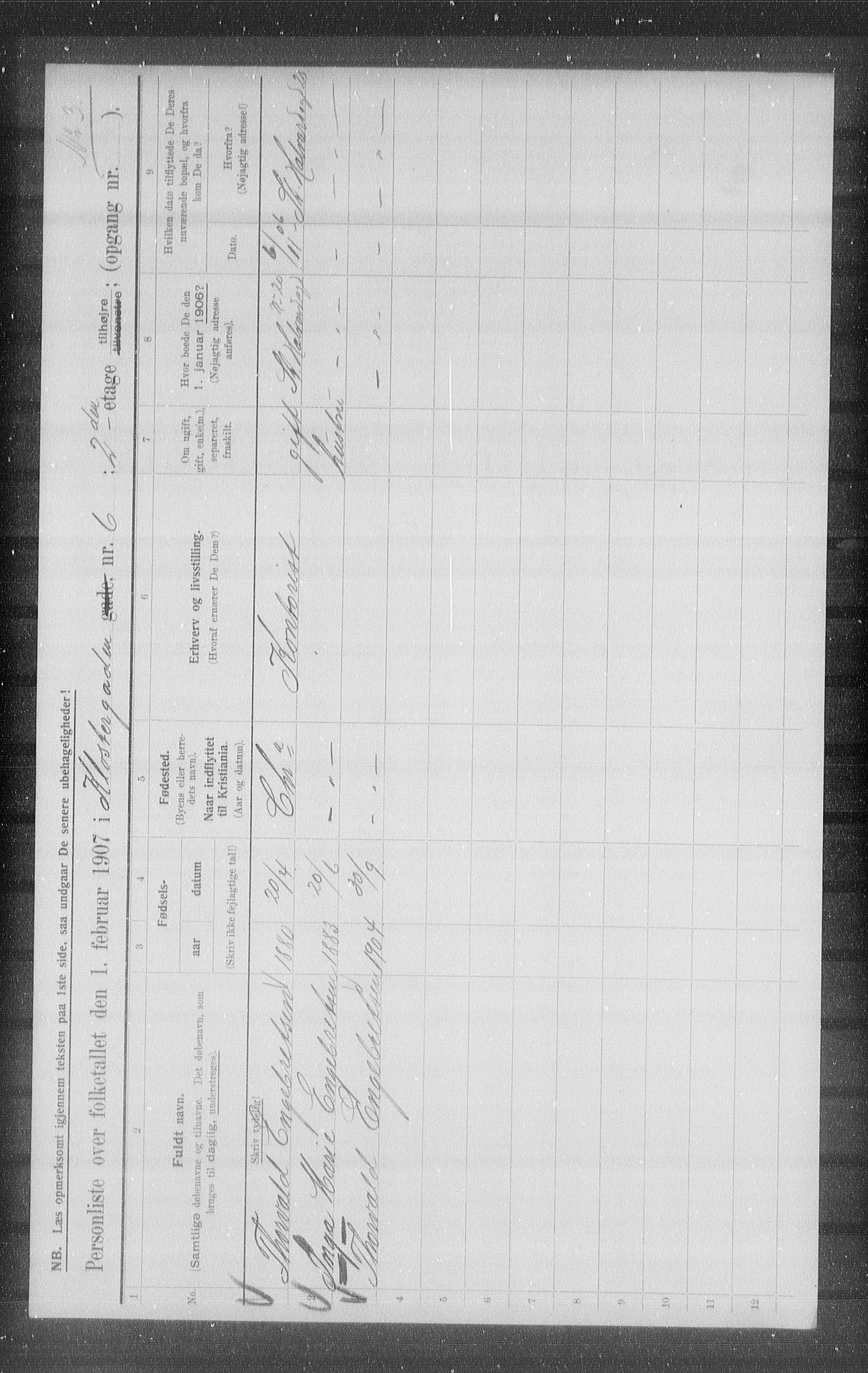 OBA, Municipal Census 1907 for Kristiania, 1907, p. 26550