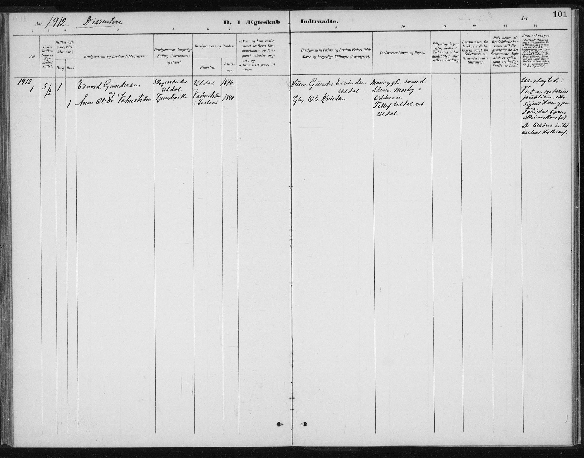 Herefoss sokneprestkontor, SAK/1111-0019/F/Fa/Fac/L0002: Parish register (official) no. A 2, 1887-1915, p. 101