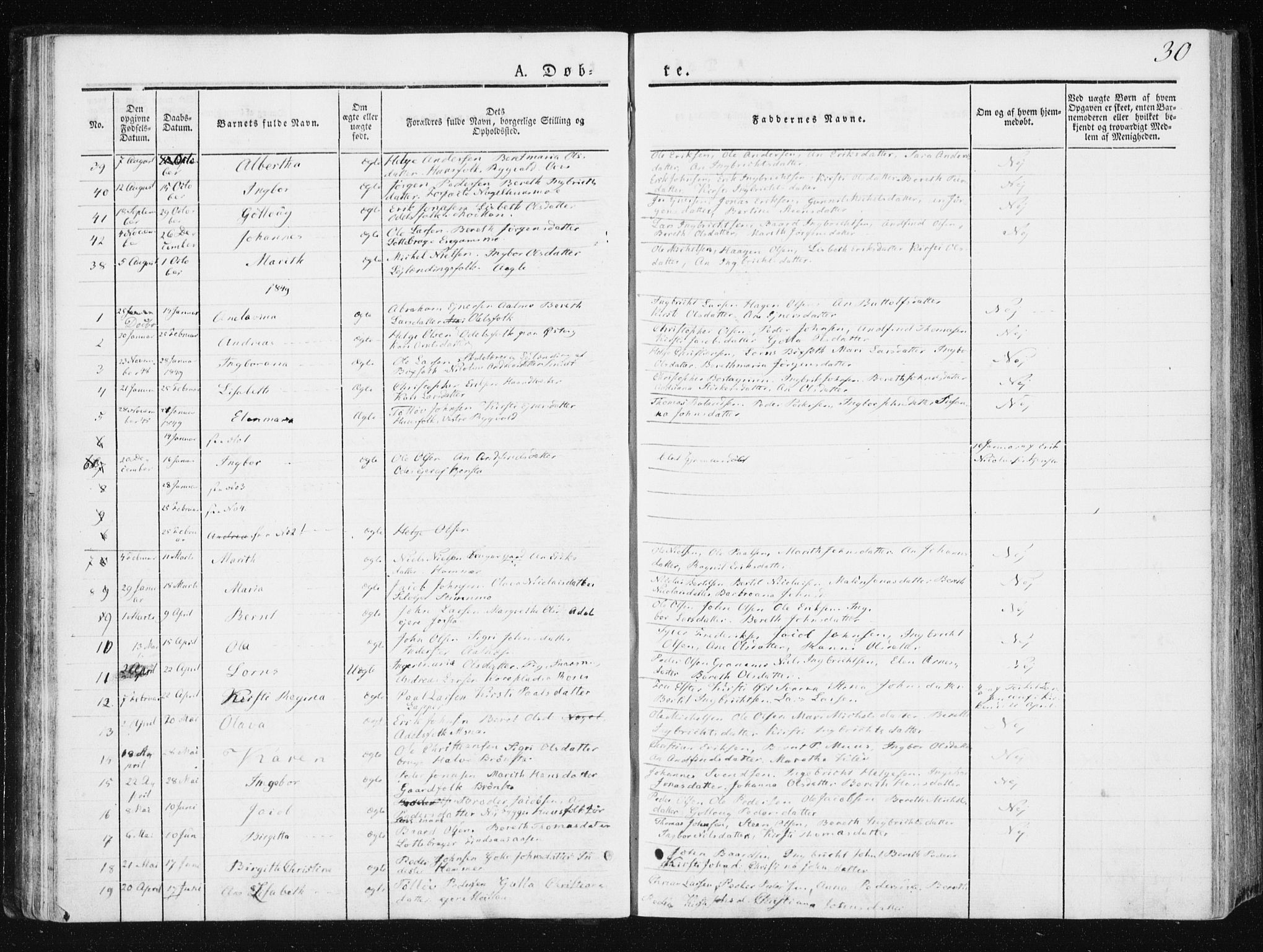Ministerialprotokoller, klokkerbøker og fødselsregistre - Nord-Trøndelag, SAT/A-1458/749/L0470: Parish register (official) no. 749A04, 1834-1853, p. 30