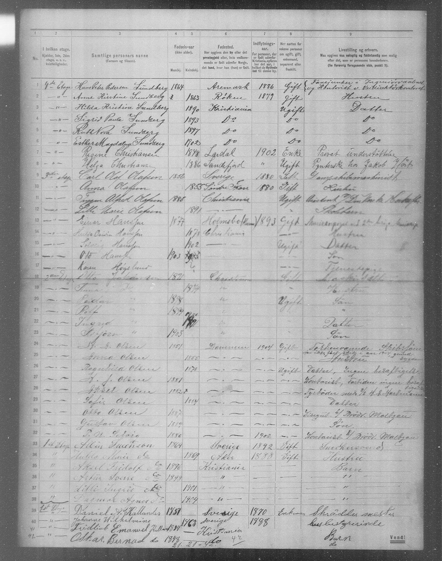 OBA, Municipal Census 1904 for Kristiania, 1904, p. 7597