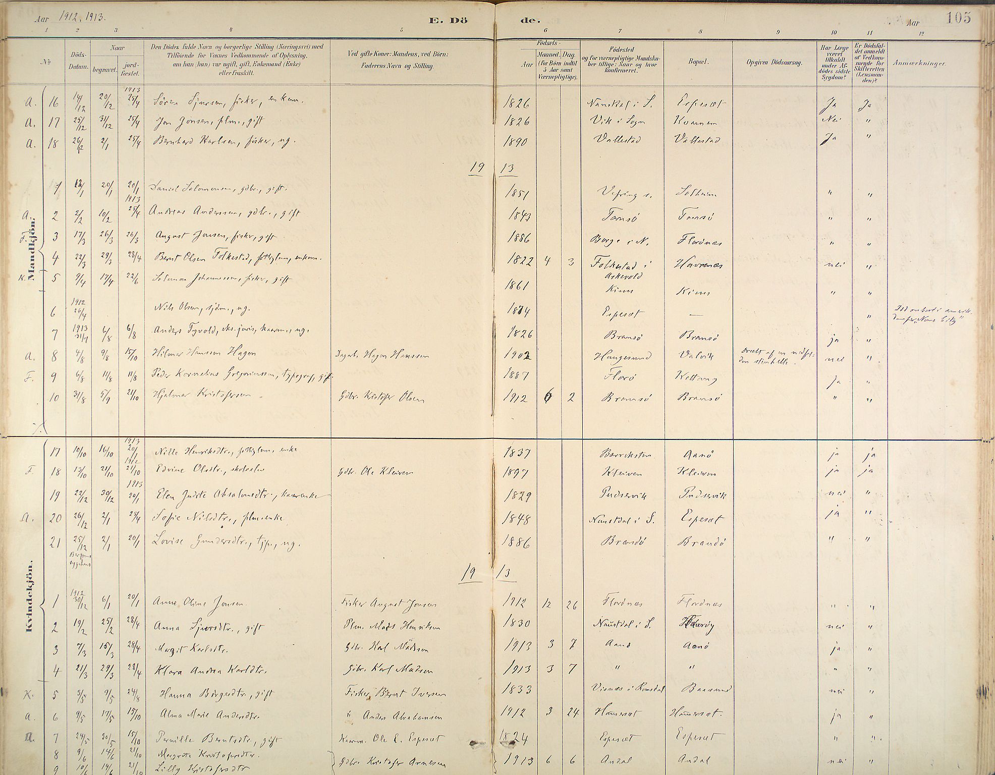 Kinn sokneprestembete, SAB/A-80801/H/Haa/Haab/L0011: Parish register (official) no. B 11, 1886-1936, p. 105
