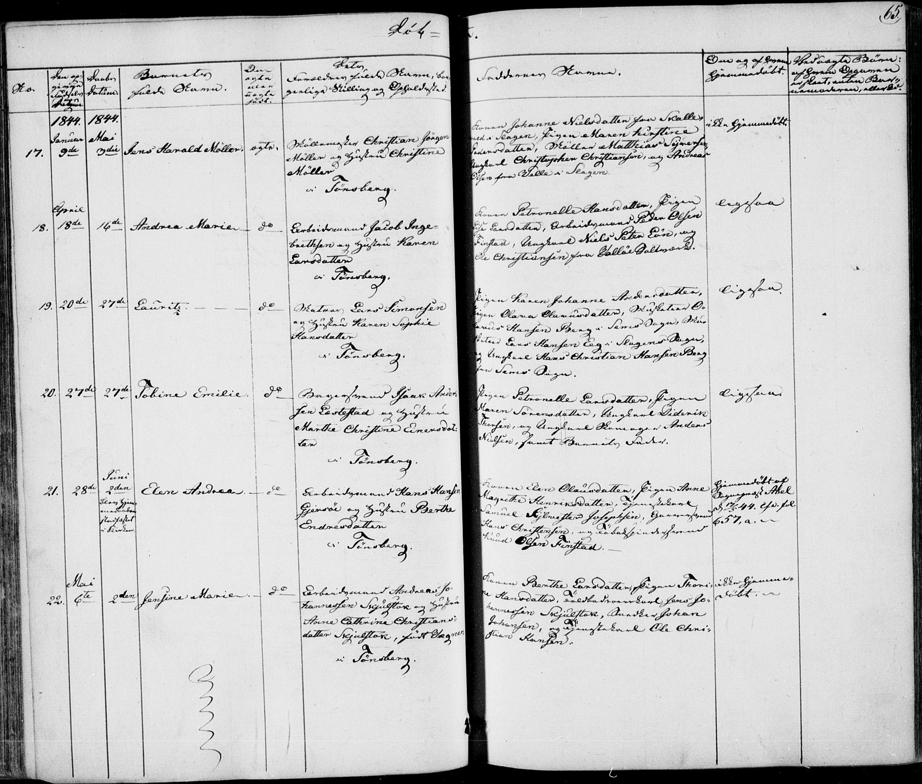 Tønsberg kirkebøker, AV/SAKO-A-330/F/Fa/L0006: Parish register (official) no. I 6, 1836-1844, p. 65