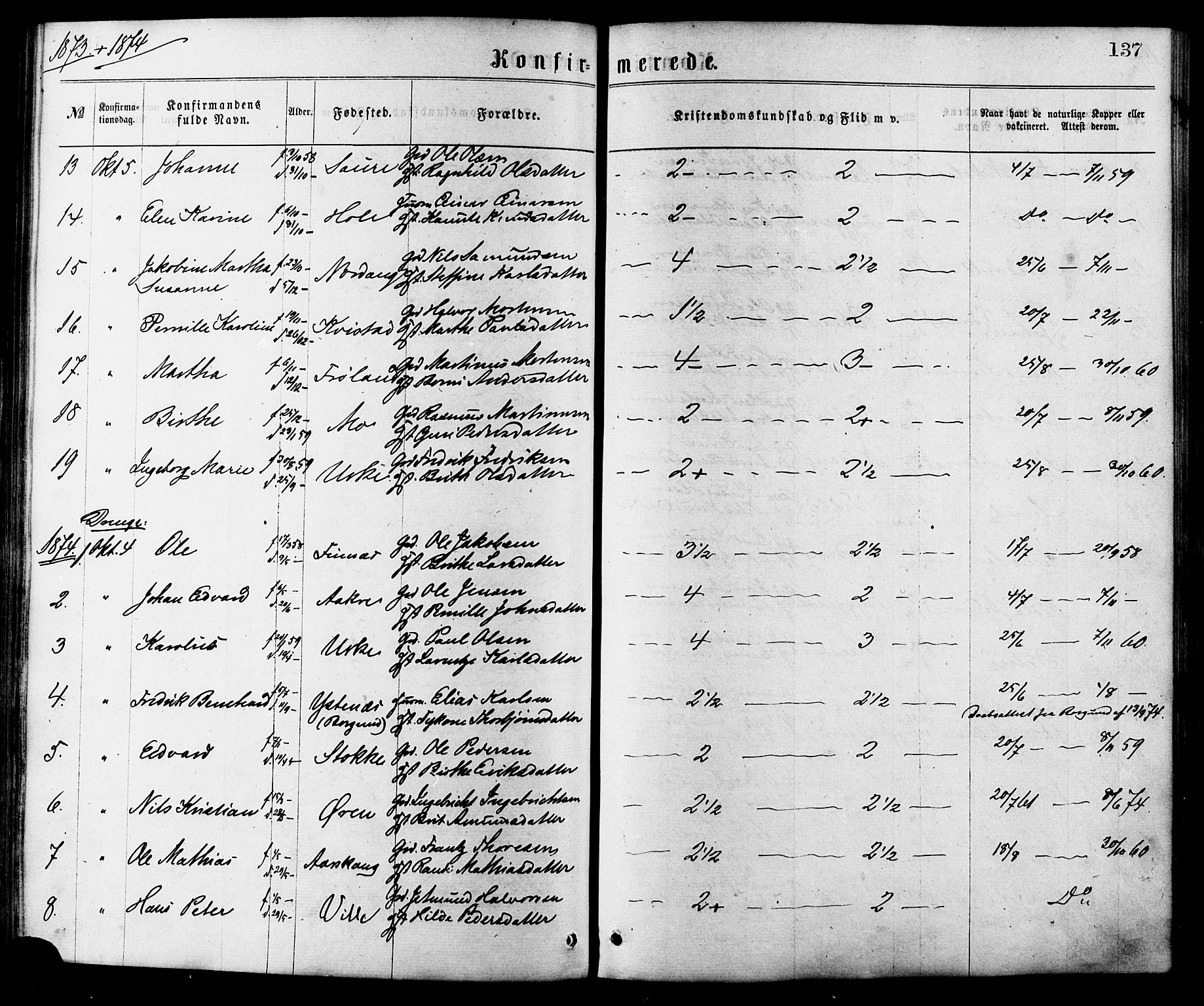 Ministerialprotokoller, klokkerbøker og fødselsregistre - Møre og Romsdal, SAT/A-1454/515/L0210: Parish register (official) no. 515A06, 1868-1885, p. 137