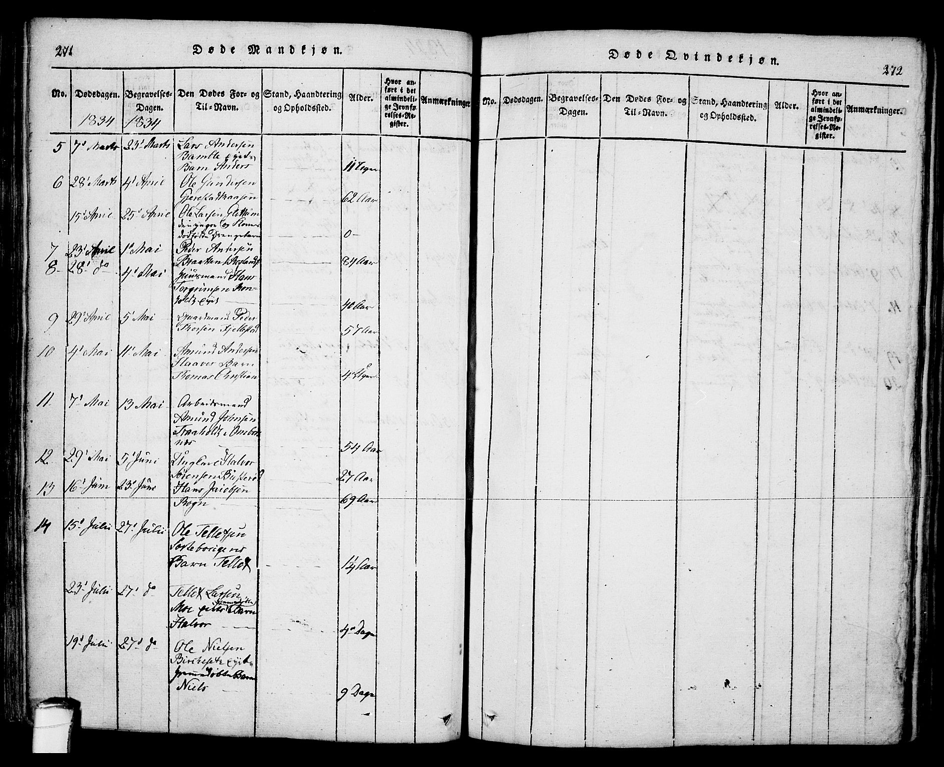 Bamble kirkebøker, AV/SAKO-A-253/F/Fa/L0003: Parish register (official) no. I 3 /1, 1814-1834, p. 271-272