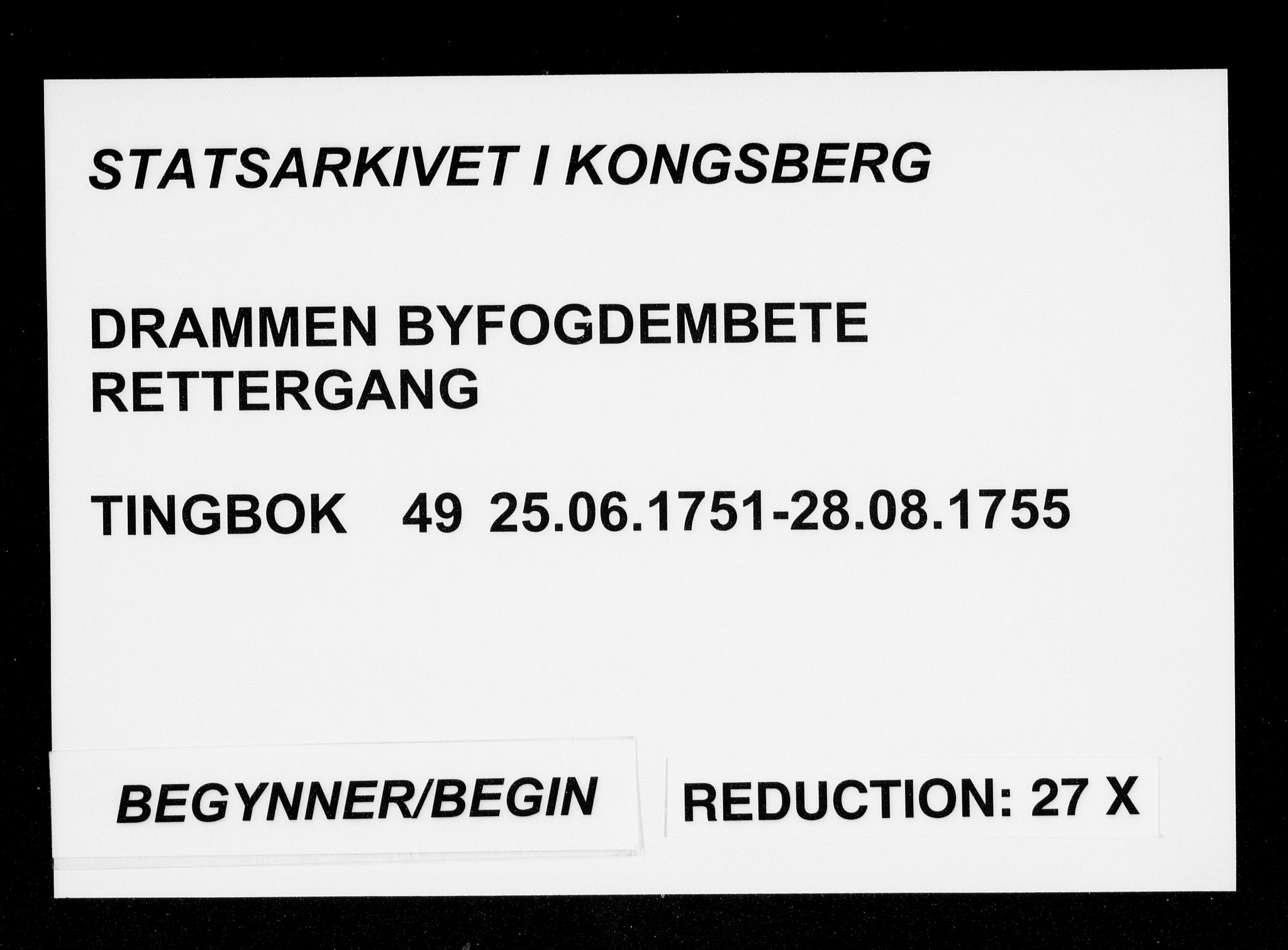 Drammen byfogd, SAKO/A-222/F/Fa/L0049: Tingbok. Bragernes., 1751-1755