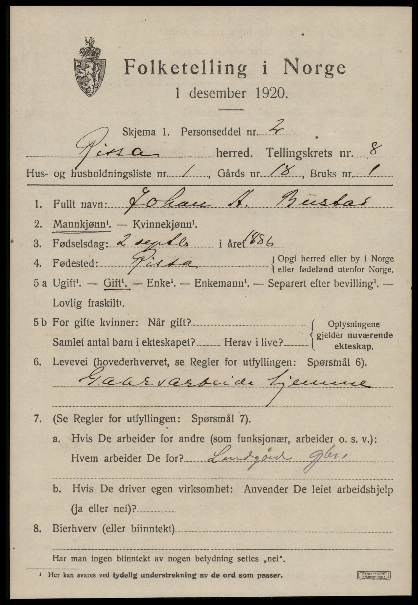 SAT, 1920 census for Rissa, 1920, p. 5463