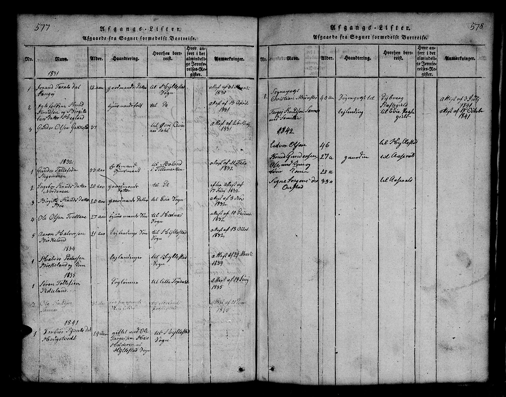 Bygland sokneprestkontor, SAK/1111-0006/F/Fb/Fbb/L0001: Parish register (copy) no. B 1, 1816-1843, p. 620-621