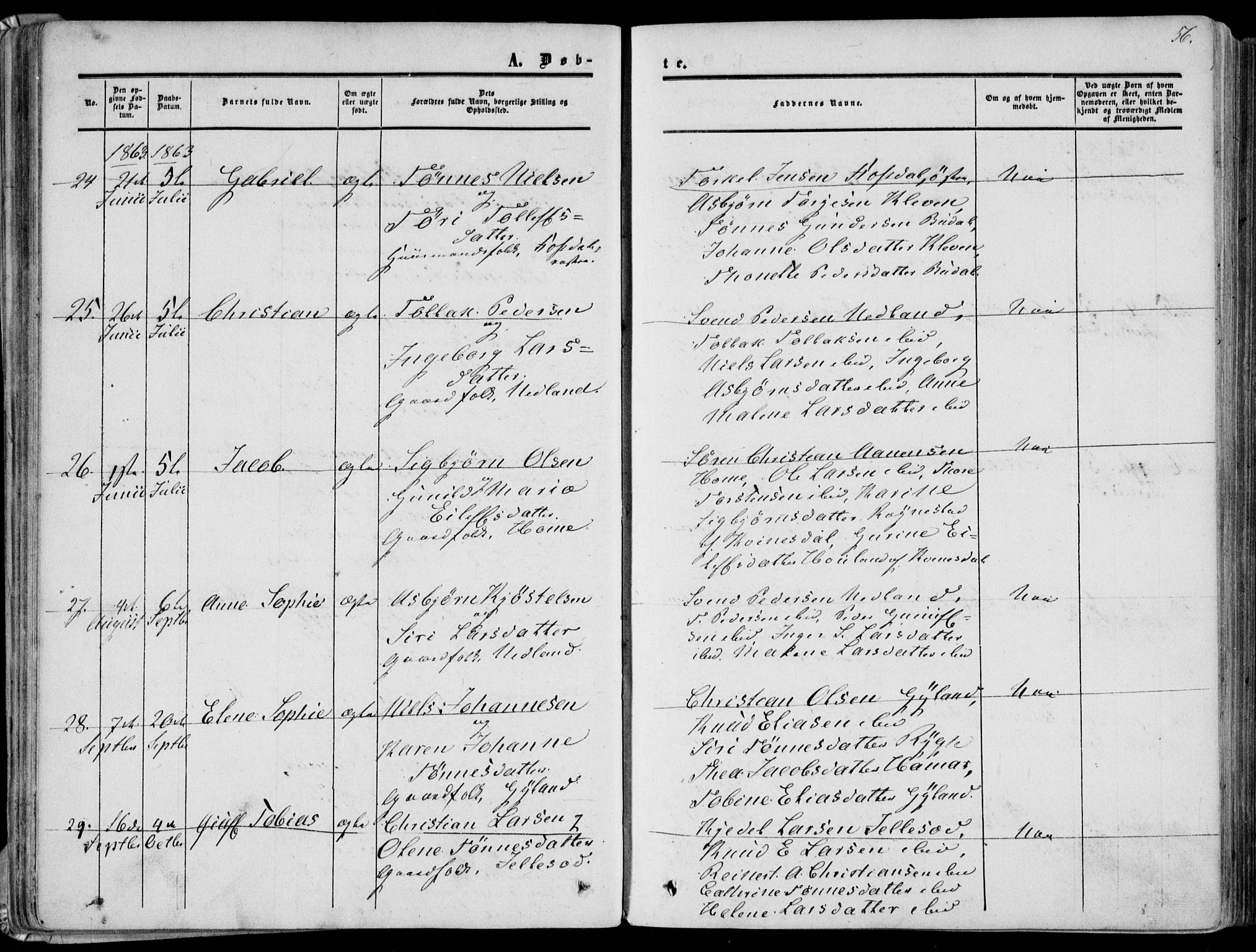 Bakke sokneprestkontor, AV/SAK-1111-0002/F/Fa/Fab/L0002: Parish register (official) no. A 2, 1855-1884, p. 56