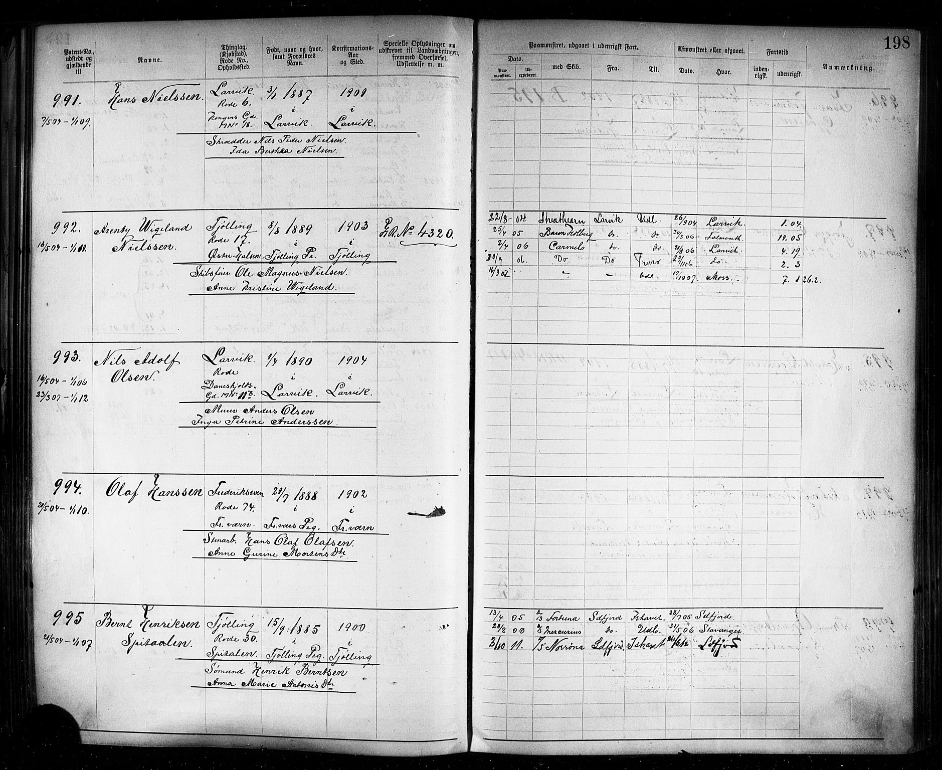 Larvik innrulleringskontor, AV/SAKO-A-787/F/Fb/L0002: Annotasjonsrulle, 1897-1917, p. 201