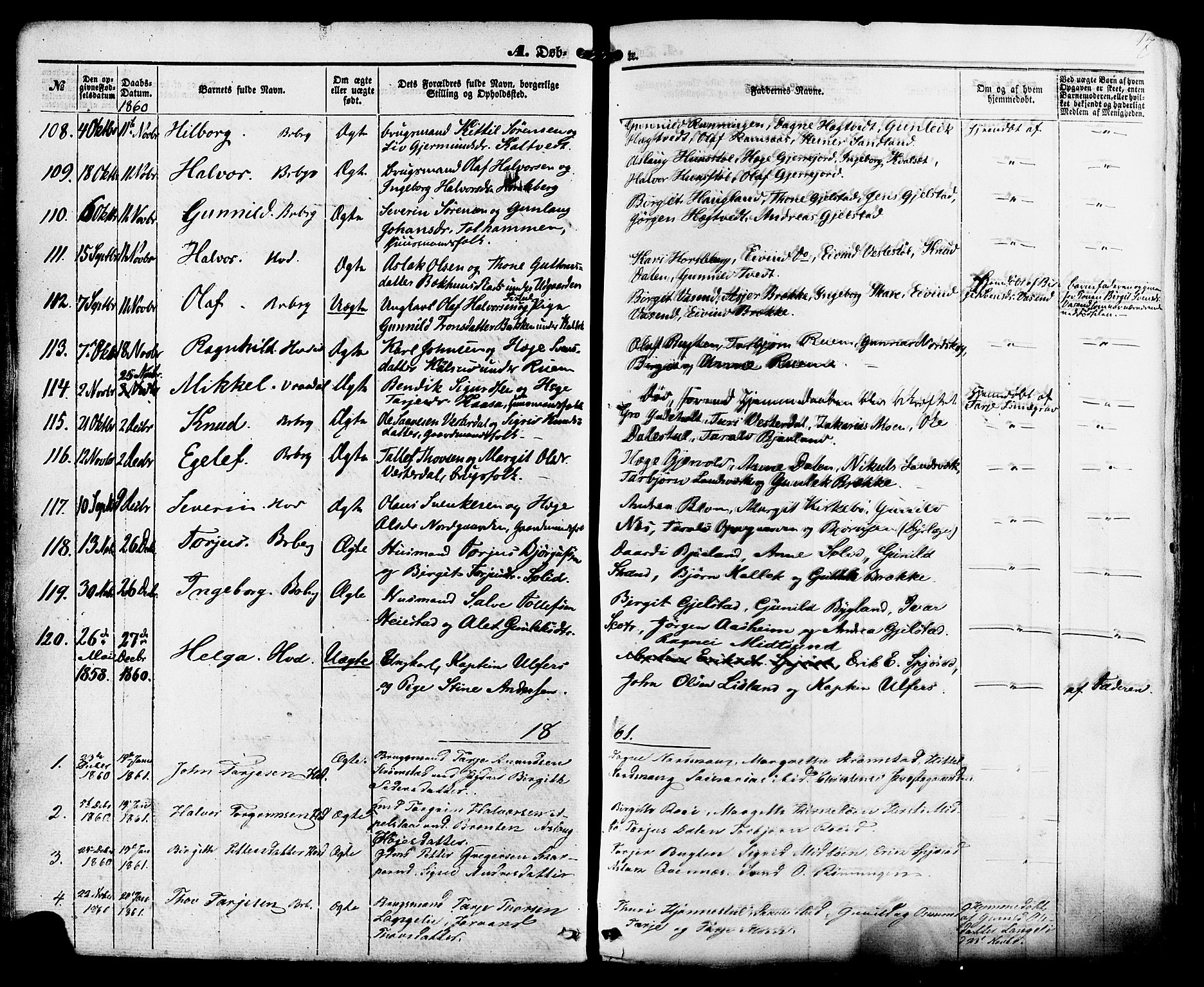 Kviteseid kirkebøker, AV/SAKO-A-276/F/Fa/L0007: Parish register (official) no. I 7, 1859-1881, p. 17