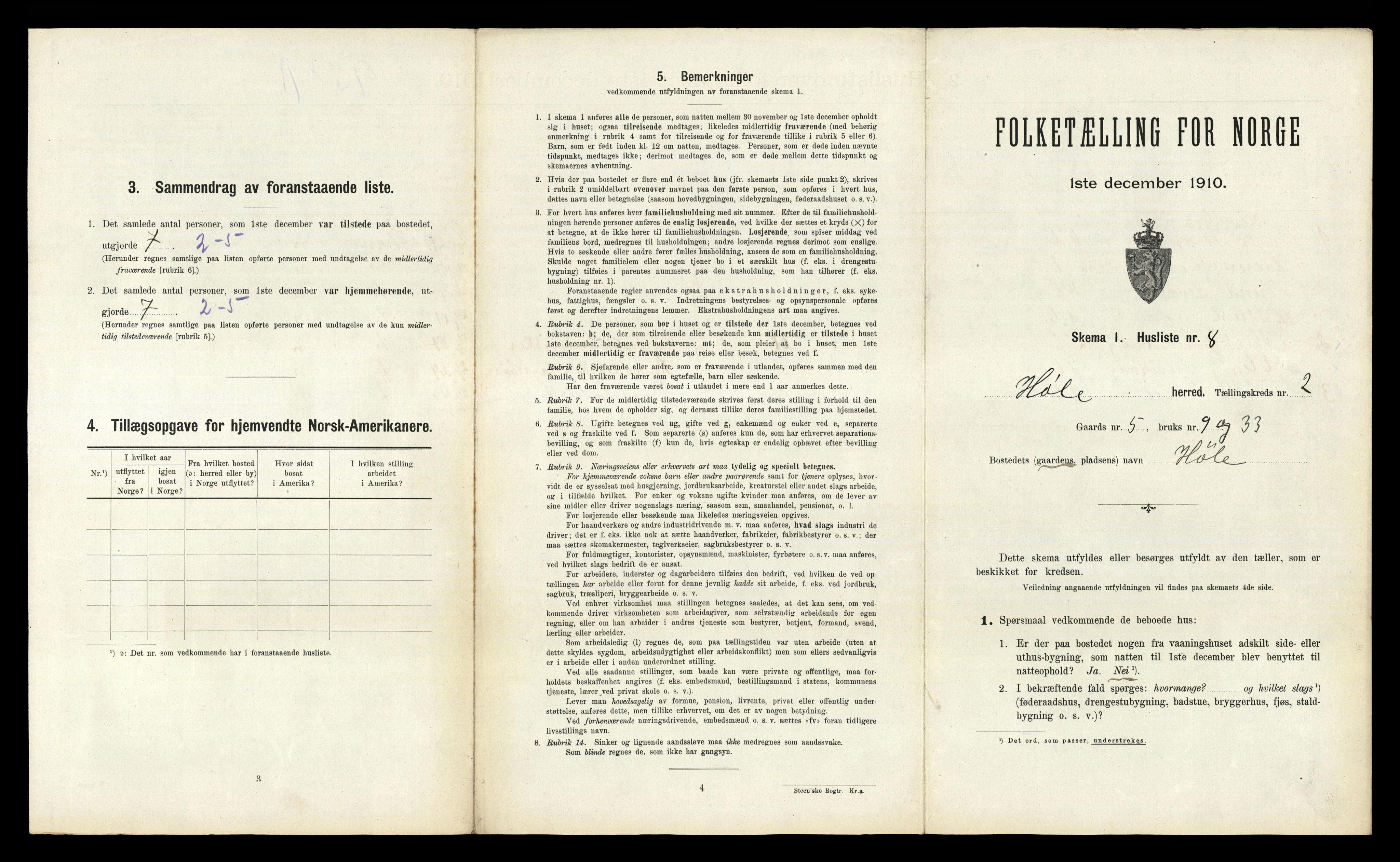 RA, 1910 census for Høle, 1910, p. 78