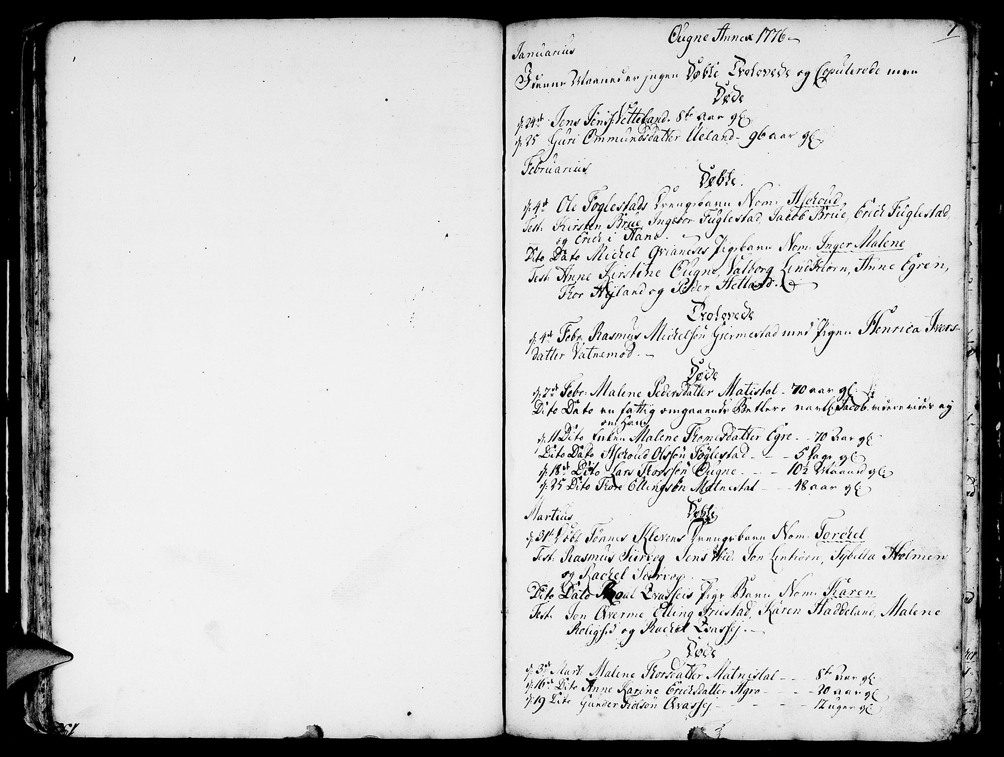 Eigersund sokneprestkontor, SAST/A-101807/S08/L0004: Parish register (official) no. A 4 /2, 1776-1789, p. 1