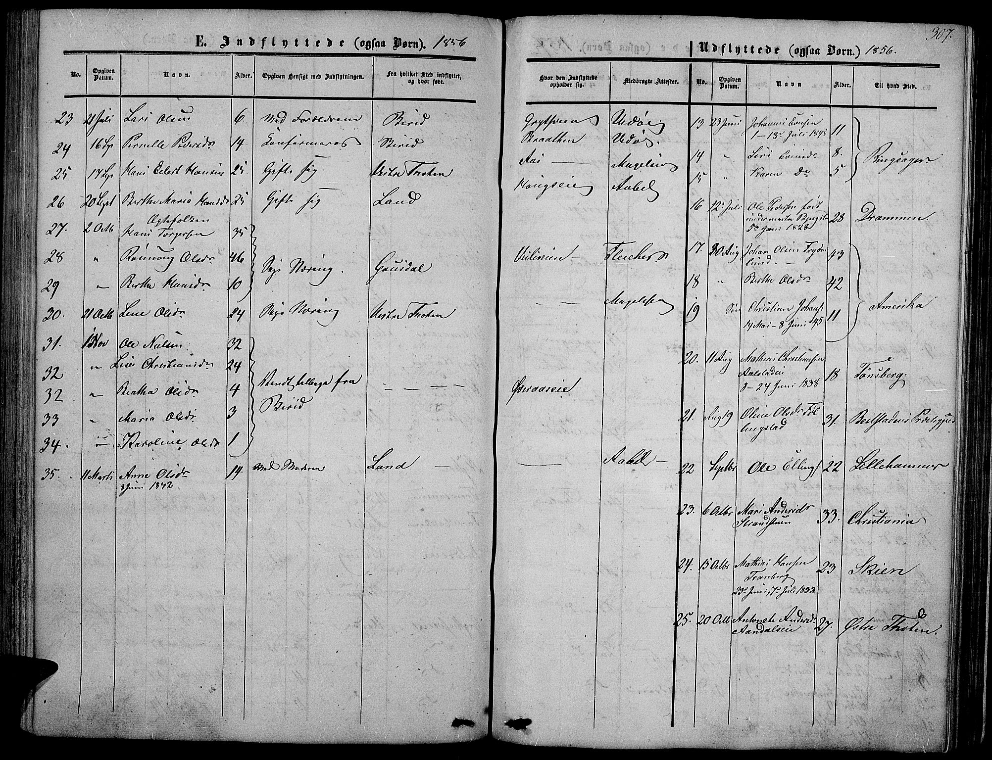 Vardal prestekontor, SAH/PREST-100/H/Ha/Hab/L0005: Parish register (copy) no. 5, 1854-1868, p. 307