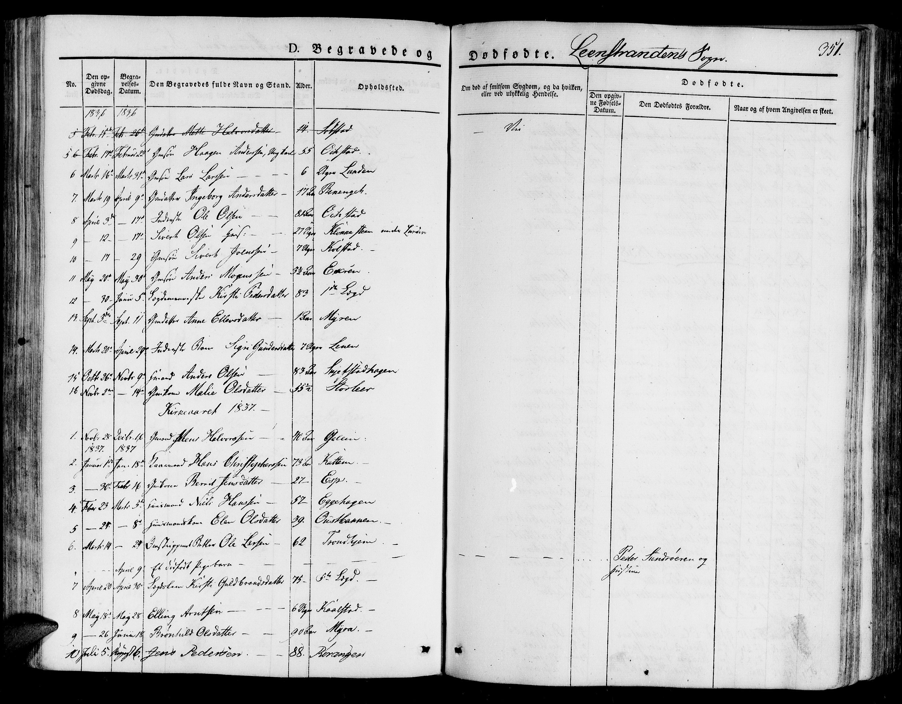 Ministerialprotokoller, klokkerbøker og fødselsregistre - Sør-Trøndelag, AV/SAT-A-1456/691/L1071: Parish register (official) no. 691A05 /2, 1826-1841, p. 351