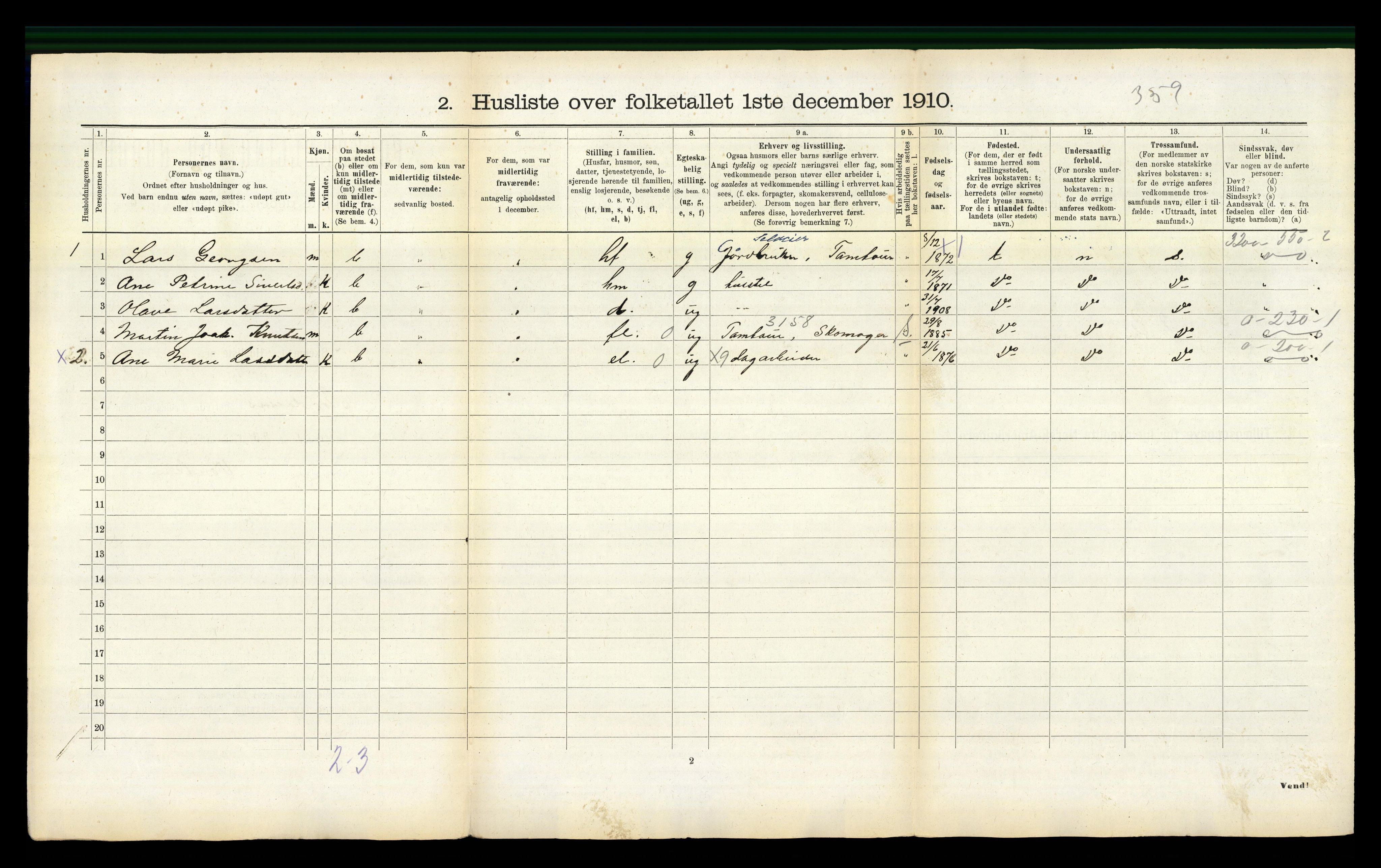 RA, 1910 census for Stordal, 1910, p. 161