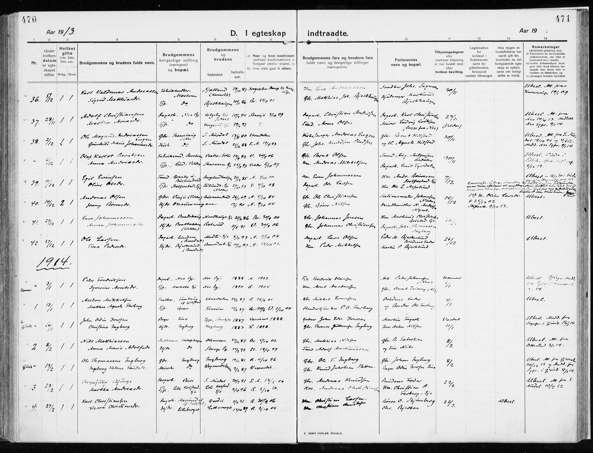 Ringsaker prestekontor, SAH/PREST-014/K/Ka/L0020: Parish register (official) no. 20, 1913-1922, p. 470-471