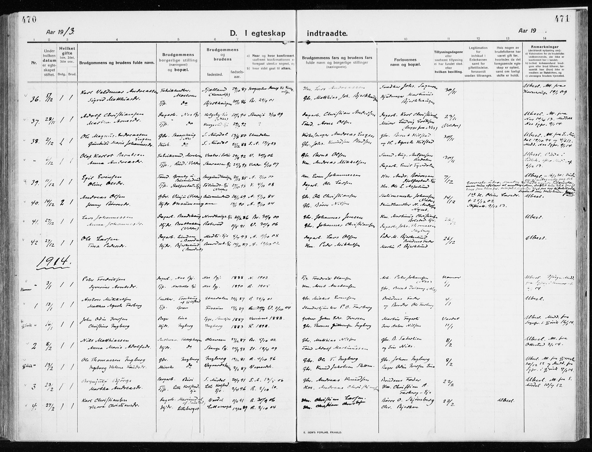 Ringsaker prestekontor, AV/SAH-PREST-014/K/Ka/L0020: Parish register (official) no. 20, 1913-1922, p. 470-471