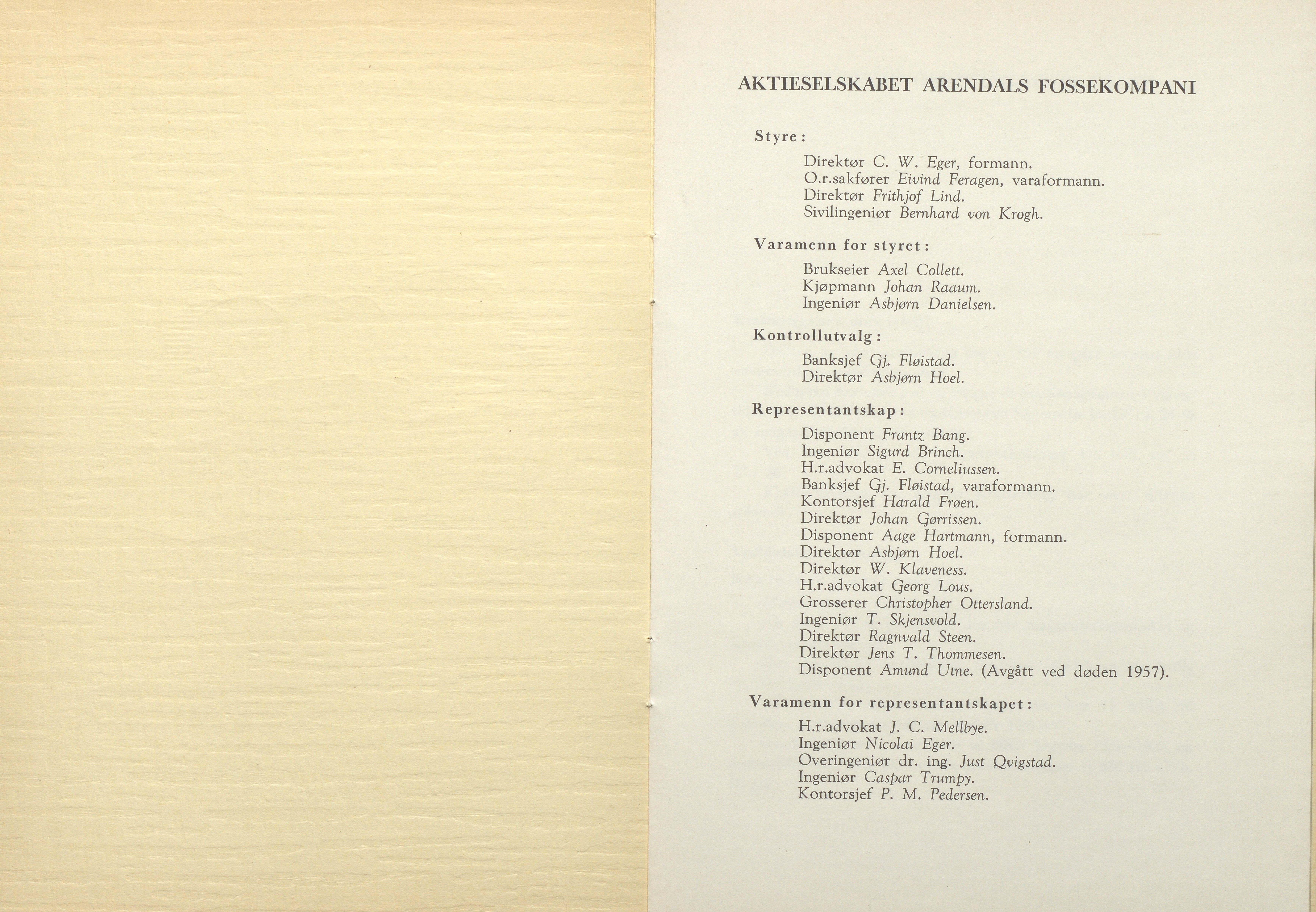 Arendals Fossekompani, AAKS/PA-2413/X/X01/L0001/0012: Beretninger, regnskap, balansekonto, gevinst- og tapskonto / Beretning, regnskap 1945 - 1962, 1945-1962, p. 74