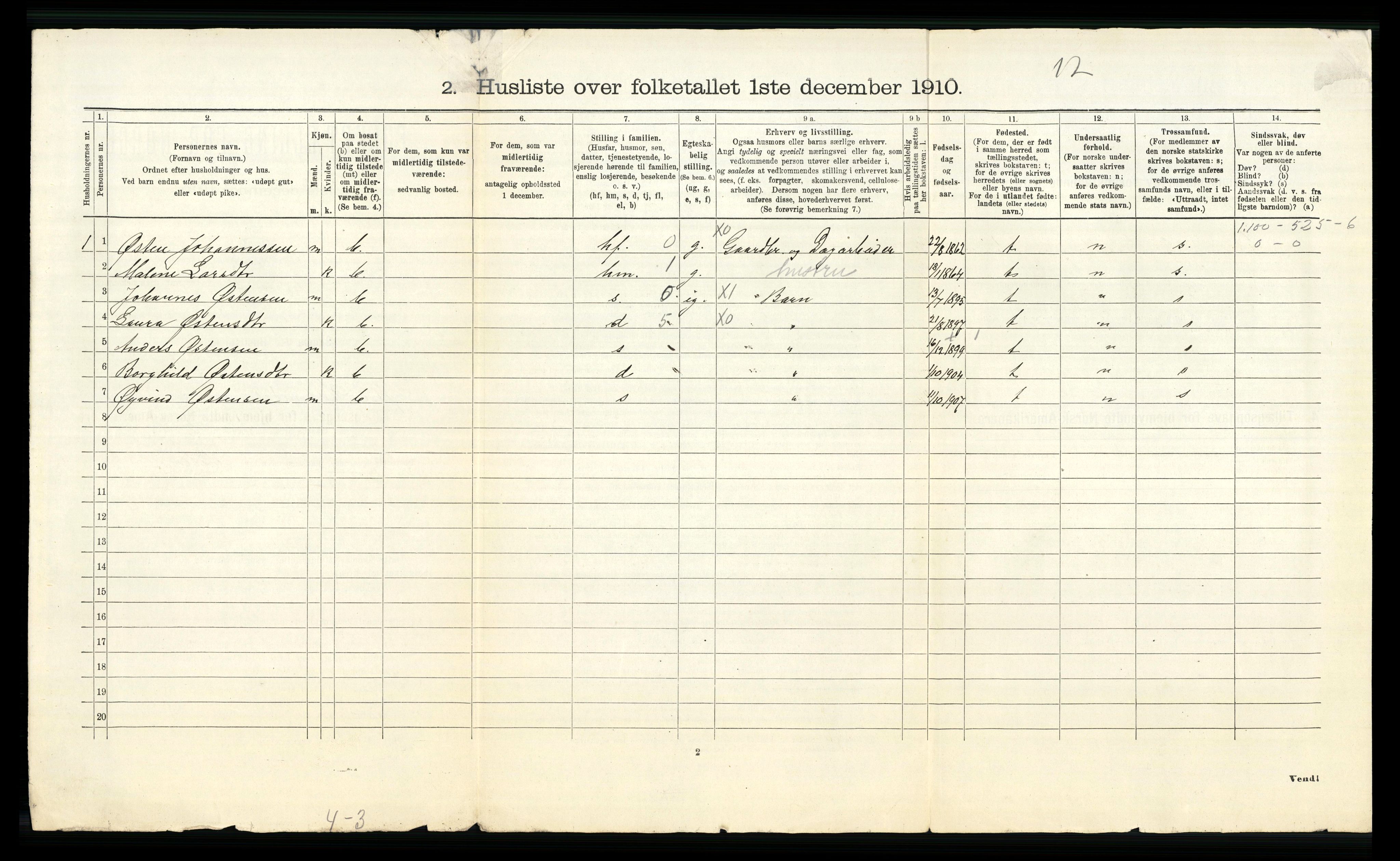 RA, 1910 census for Ytre Holmedal, 1910, p. 73