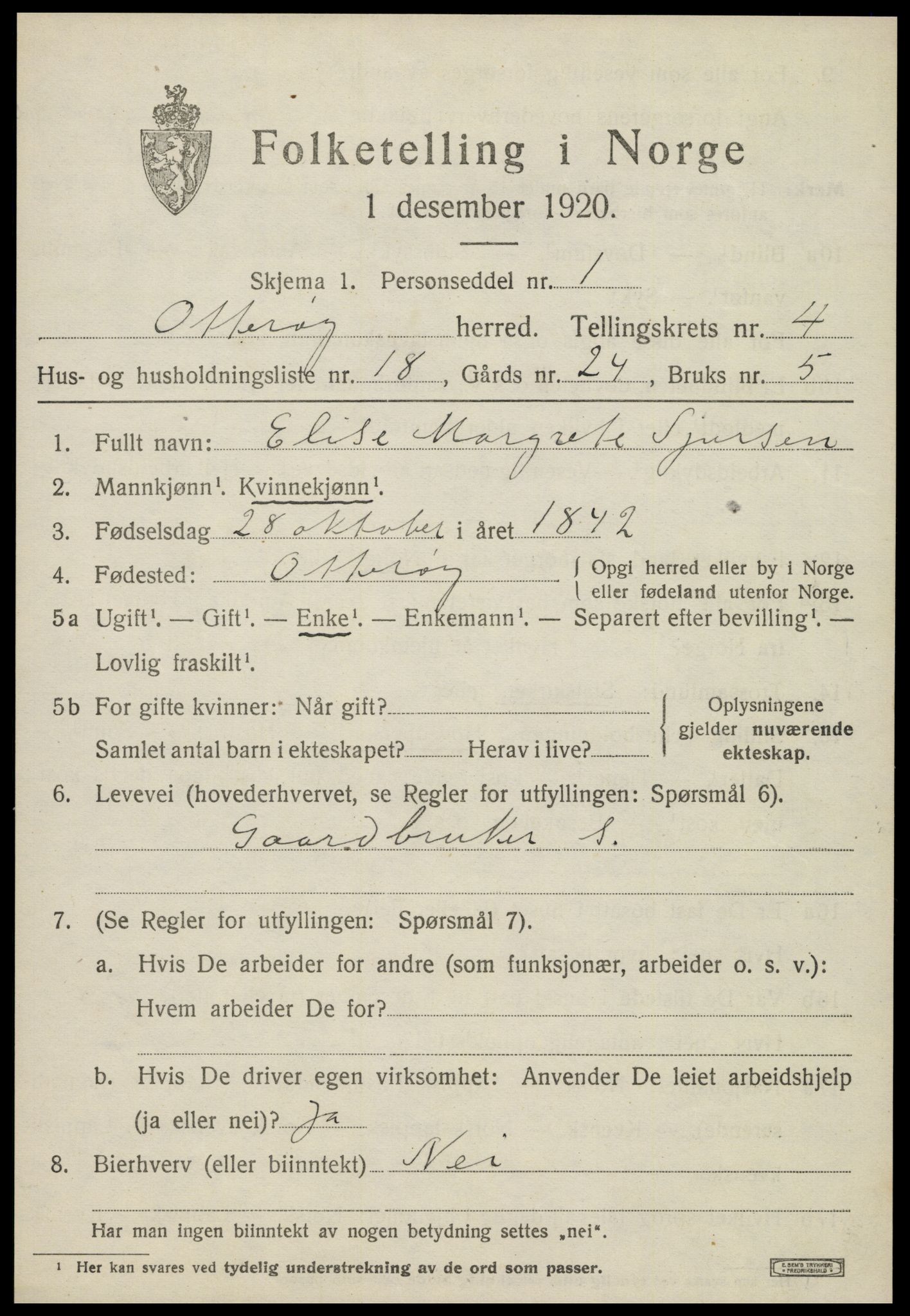 SAT, 1920 census for Otterøy, 1920, p. 1939
