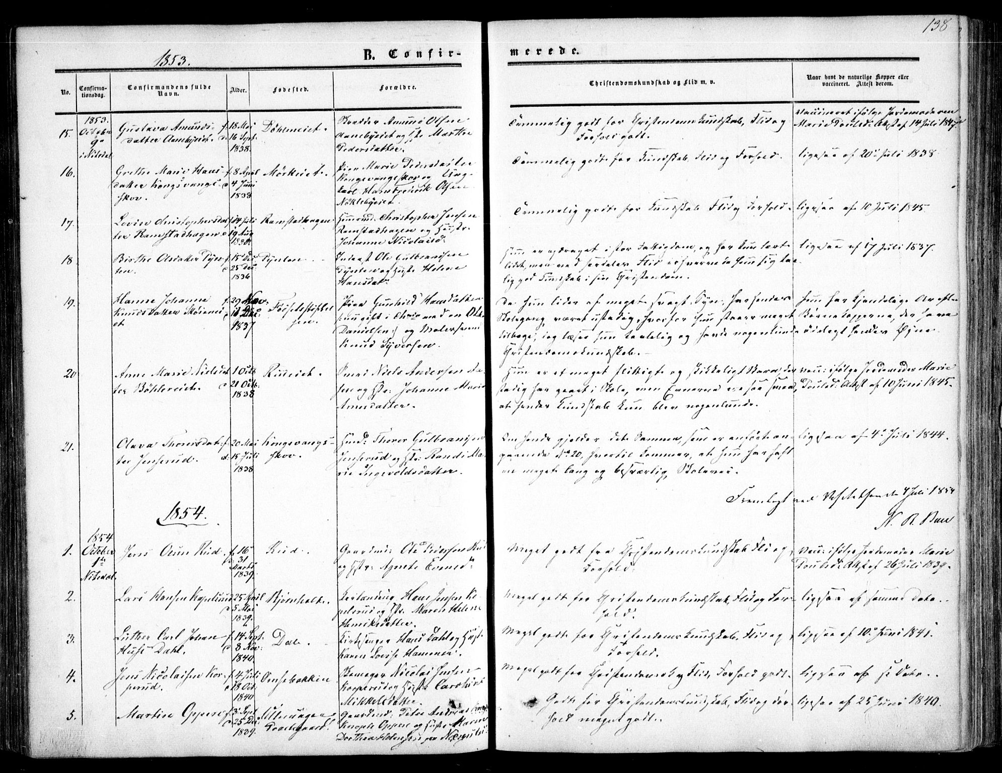 Nittedal prestekontor Kirkebøker, SAO/A-10365a/F/Fa/L0005: Parish register (official) no. I 5, 1850-1862, p. 138