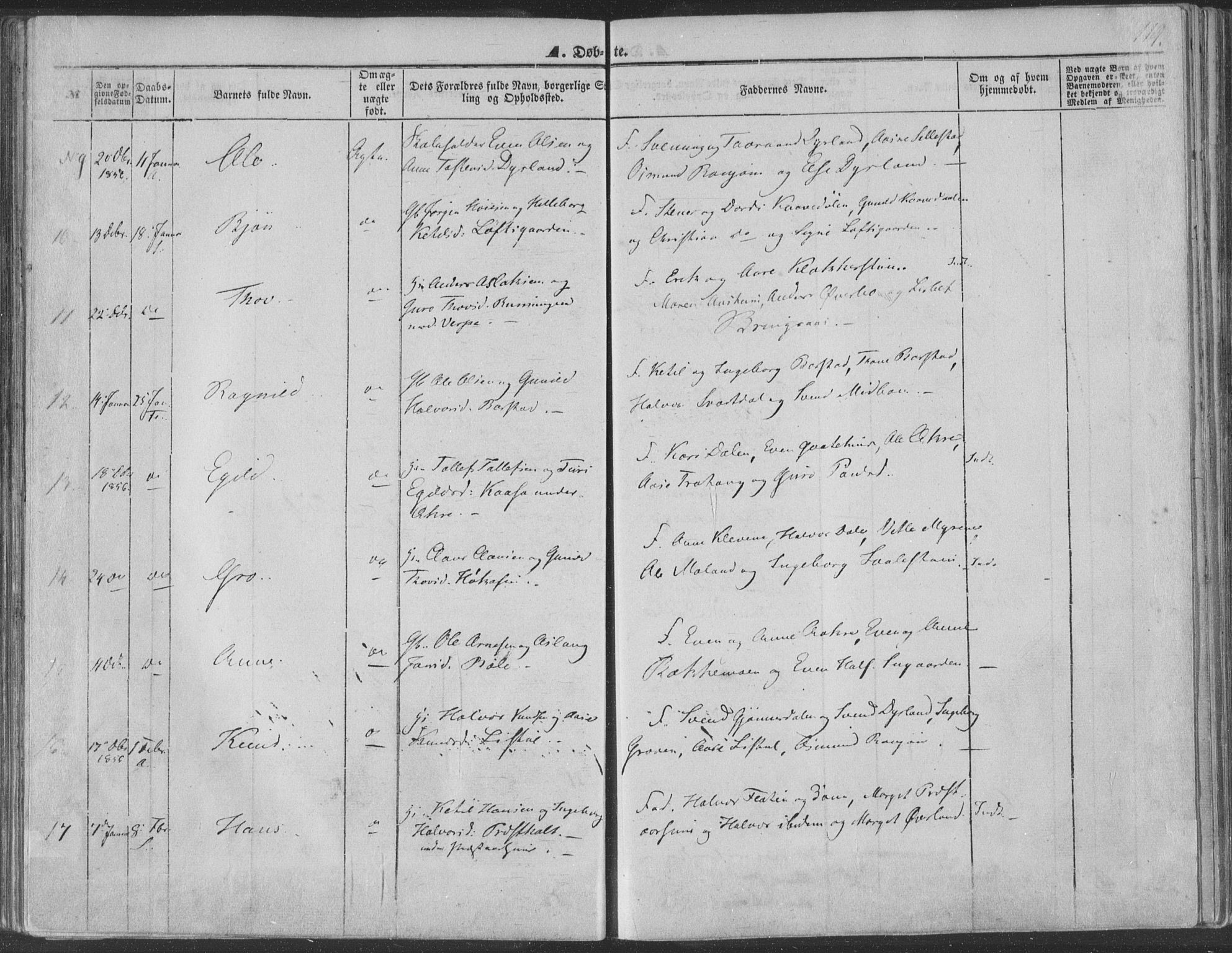 Seljord kirkebøker, SAKO/A-20/F/Fa/L012a: Parish register (official) no. I 12A, 1850-1865, p. 119