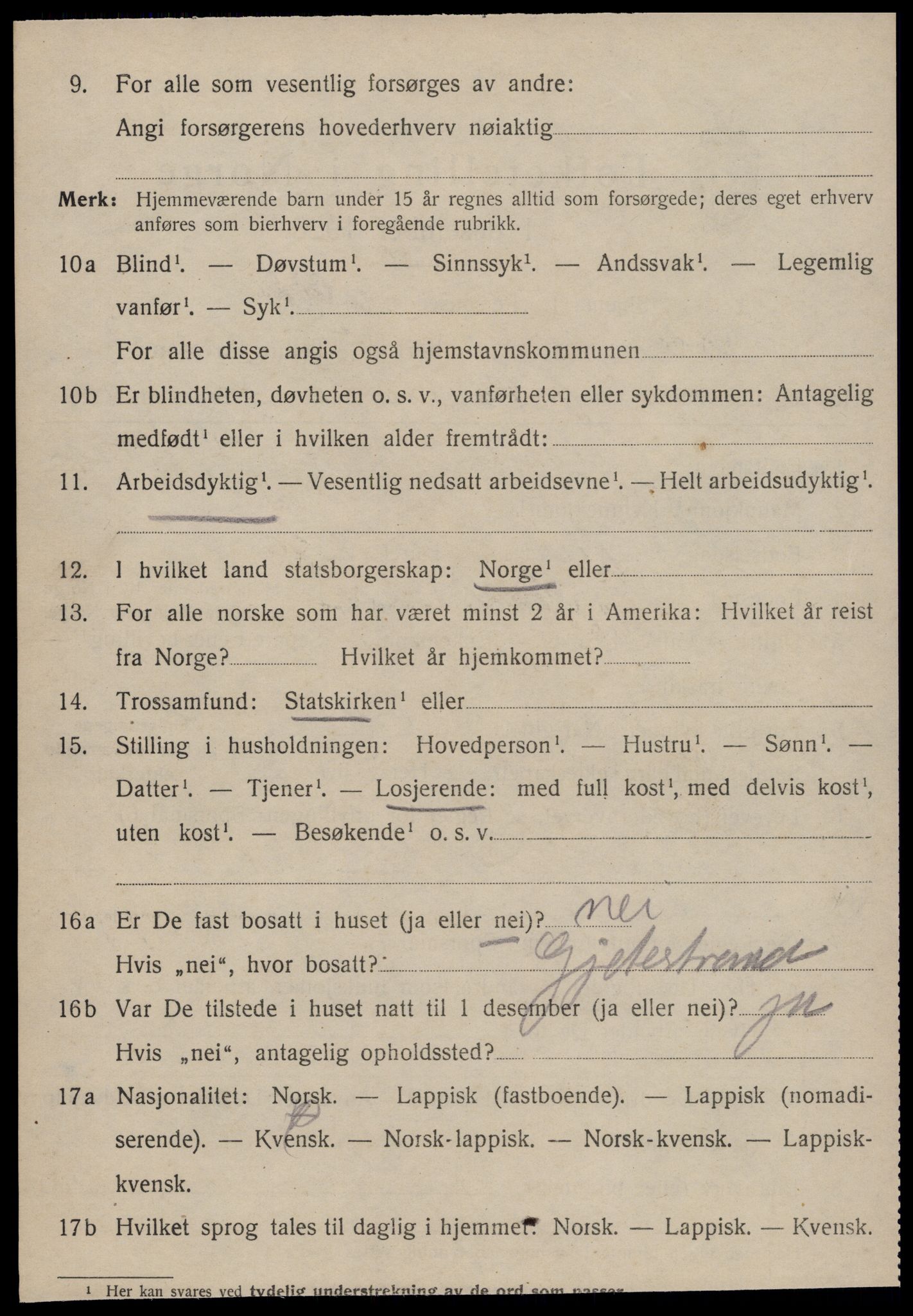 SAT, 1920 census for Orkanger, 1920, p. 2112