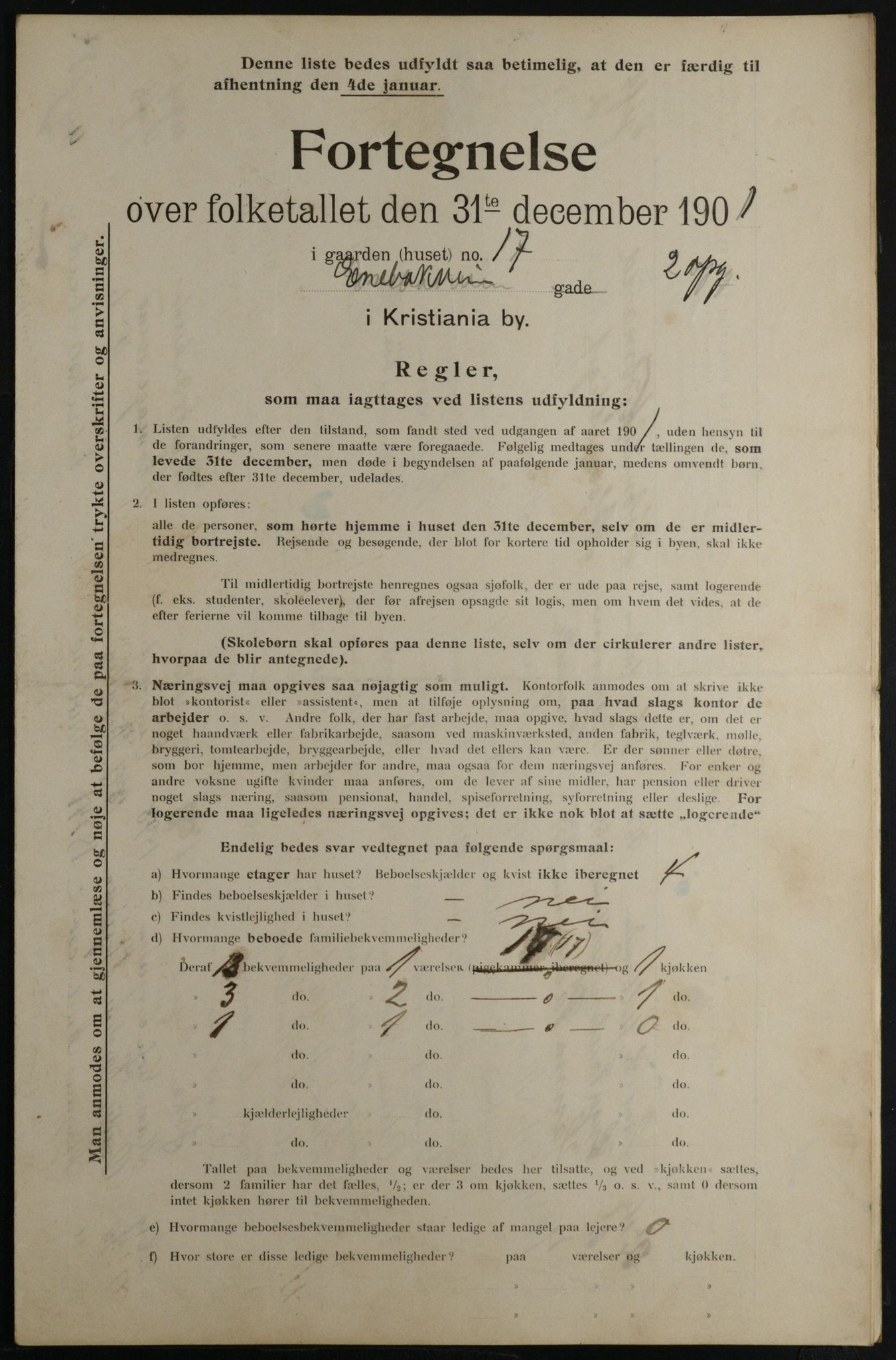 OBA, Municipal Census 1901 for Kristiania, 1901, p. 3352