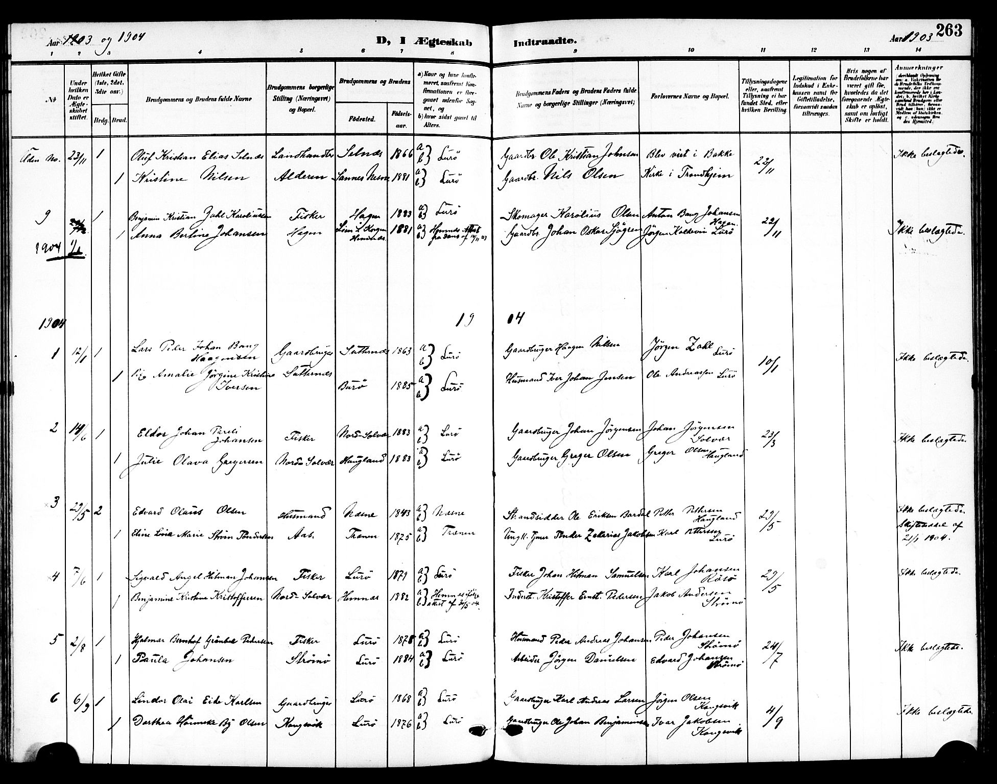 Ministerialprotokoller, klokkerbøker og fødselsregistre - Nordland, AV/SAT-A-1459/839/L0569: Parish register (official) no. 839A06, 1903-1922, p. 263