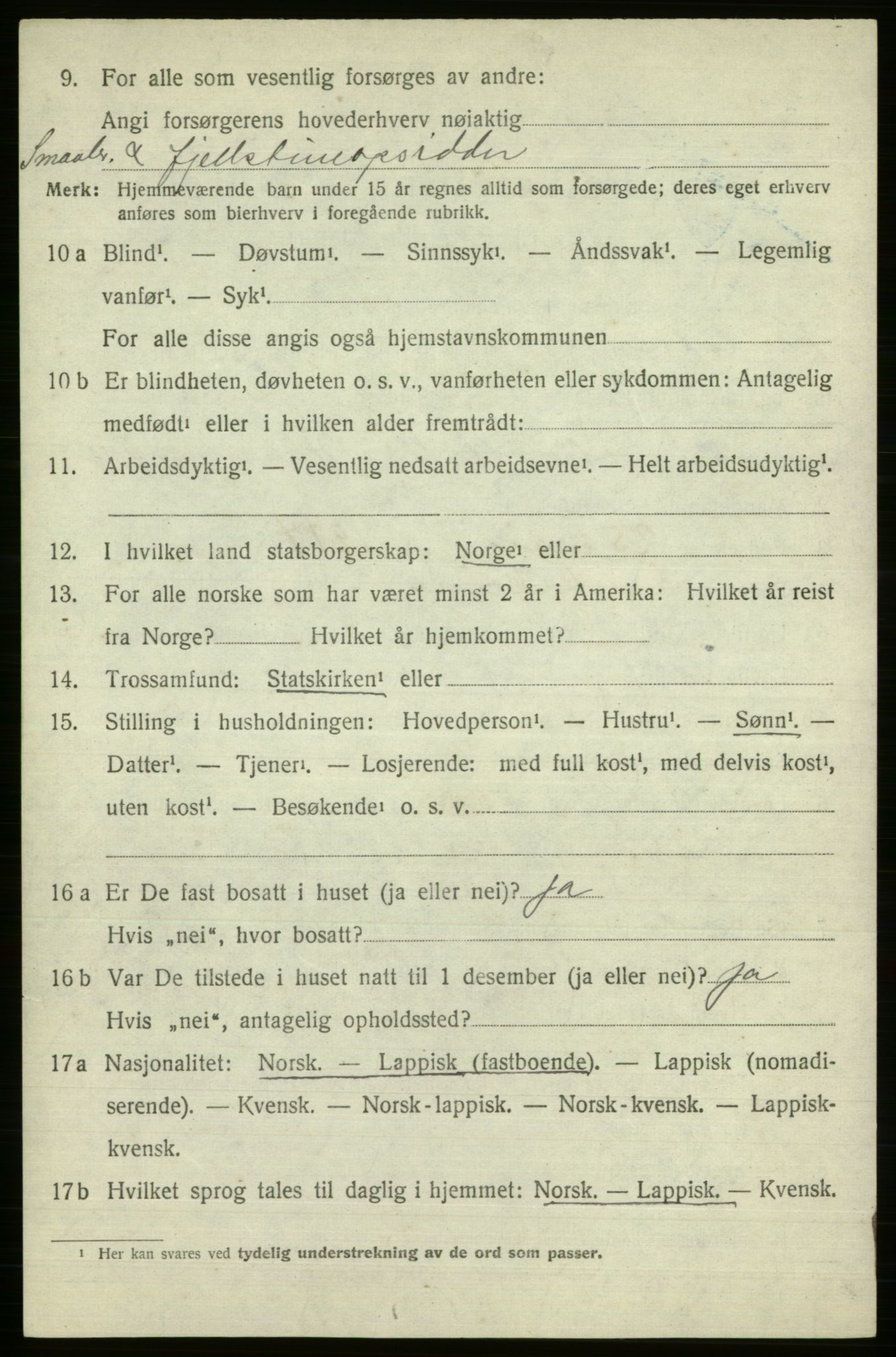 SATØ, 1920 census for Kautokeino, 1920, p. 848