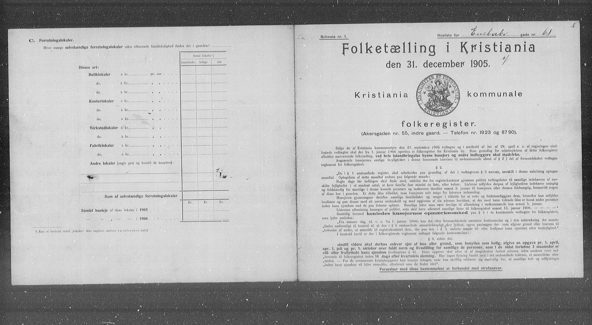 OBA, Municipal Census 1905 for Kristiania, 1905, p. 10843