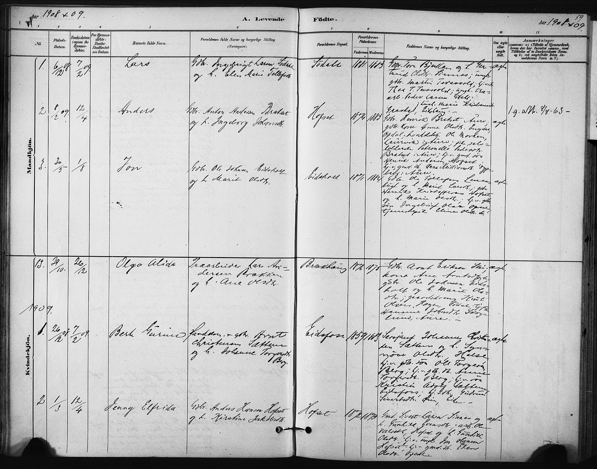 Ministerialprotokoller, klokkerbøker og fødselsregistre - Sør-Trøndelag, SAT/A-1456/631/L0512: Parish register (official) no. 631A01, 1879-1912, p. 59