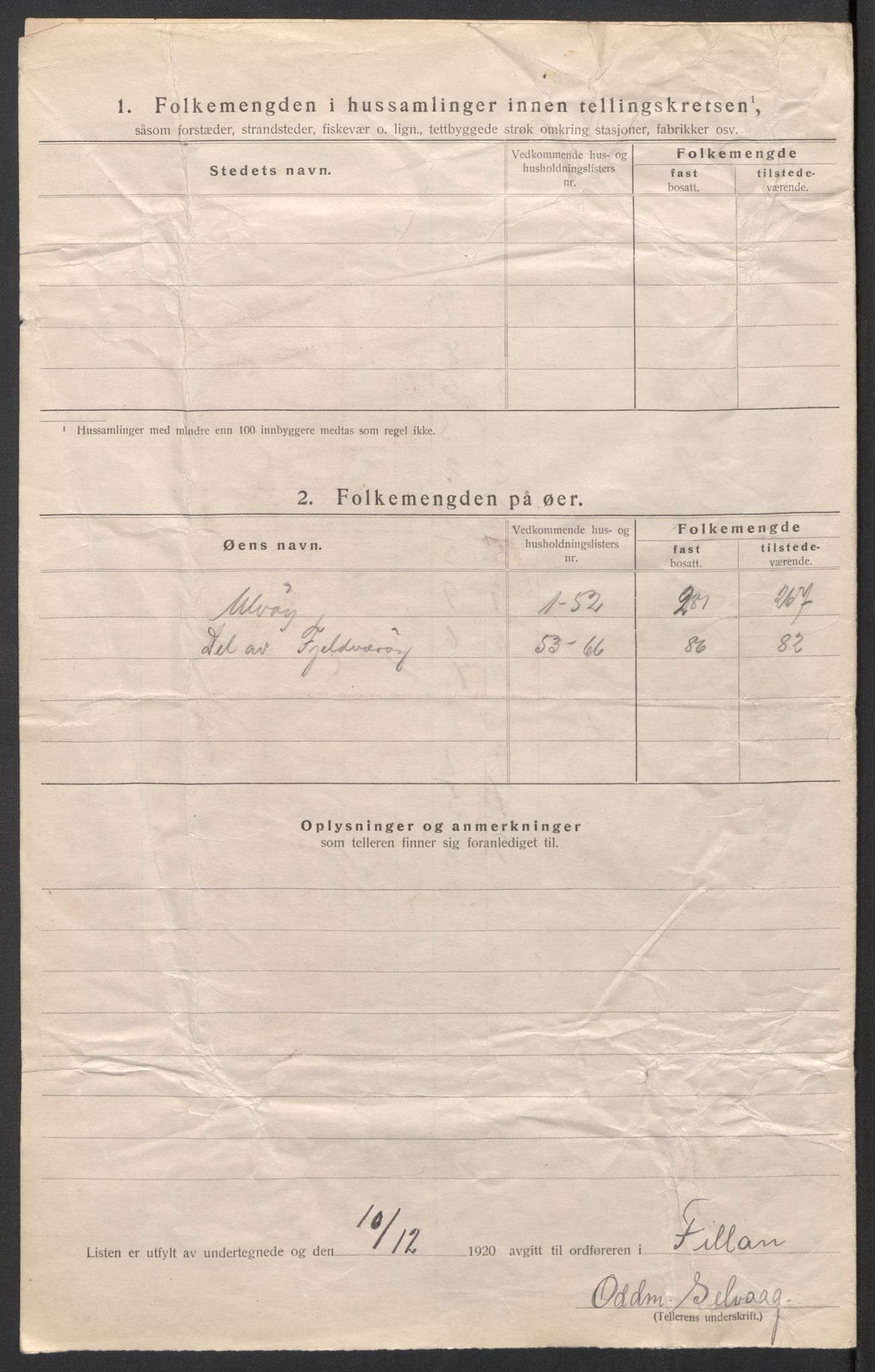 SAT, 1920 census for Fillan, 1920, p. 8