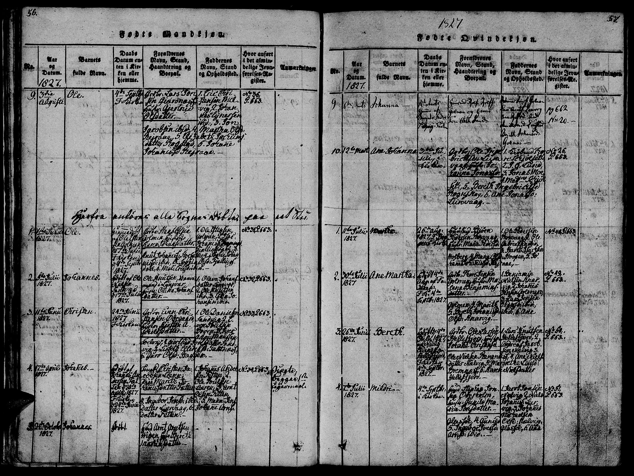 Ministerialprotokoller, klokkerbøker og fødselsregistre - Møre og Romsdal, AV/SAT-A-1454/581/L0933: Parish register (official) no. 581A03 /1, 1819-1836, p. 56-57