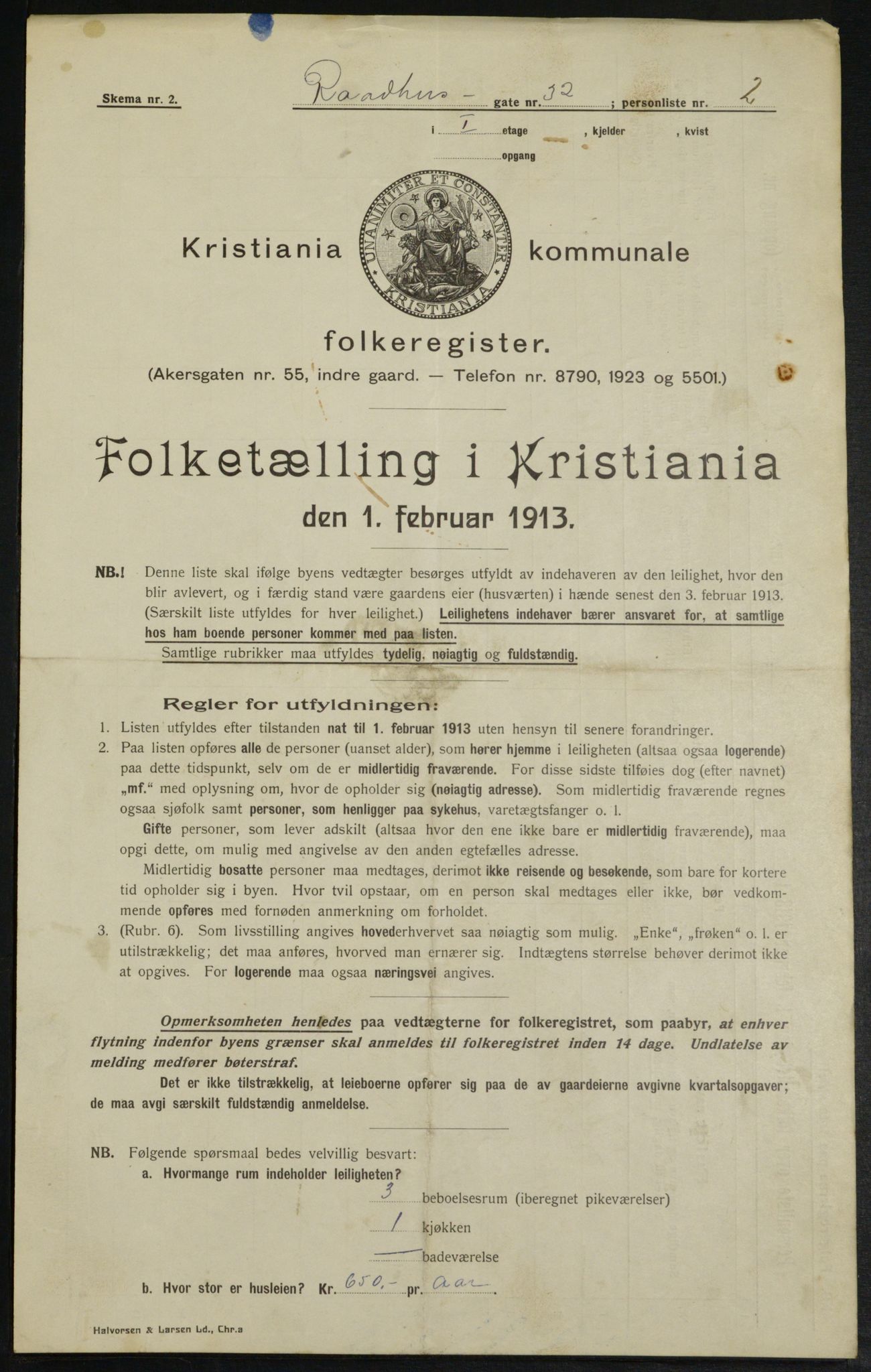 OBA, Municipal Census 1913 for Kristiania, 1913, p. 86411