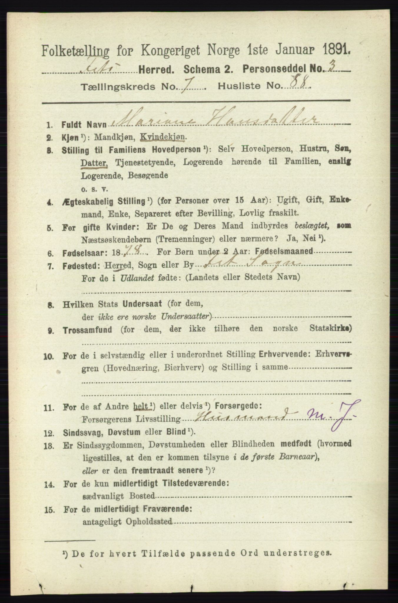 RA, 1891 census for 0227 Fet, 1891, p. 2973