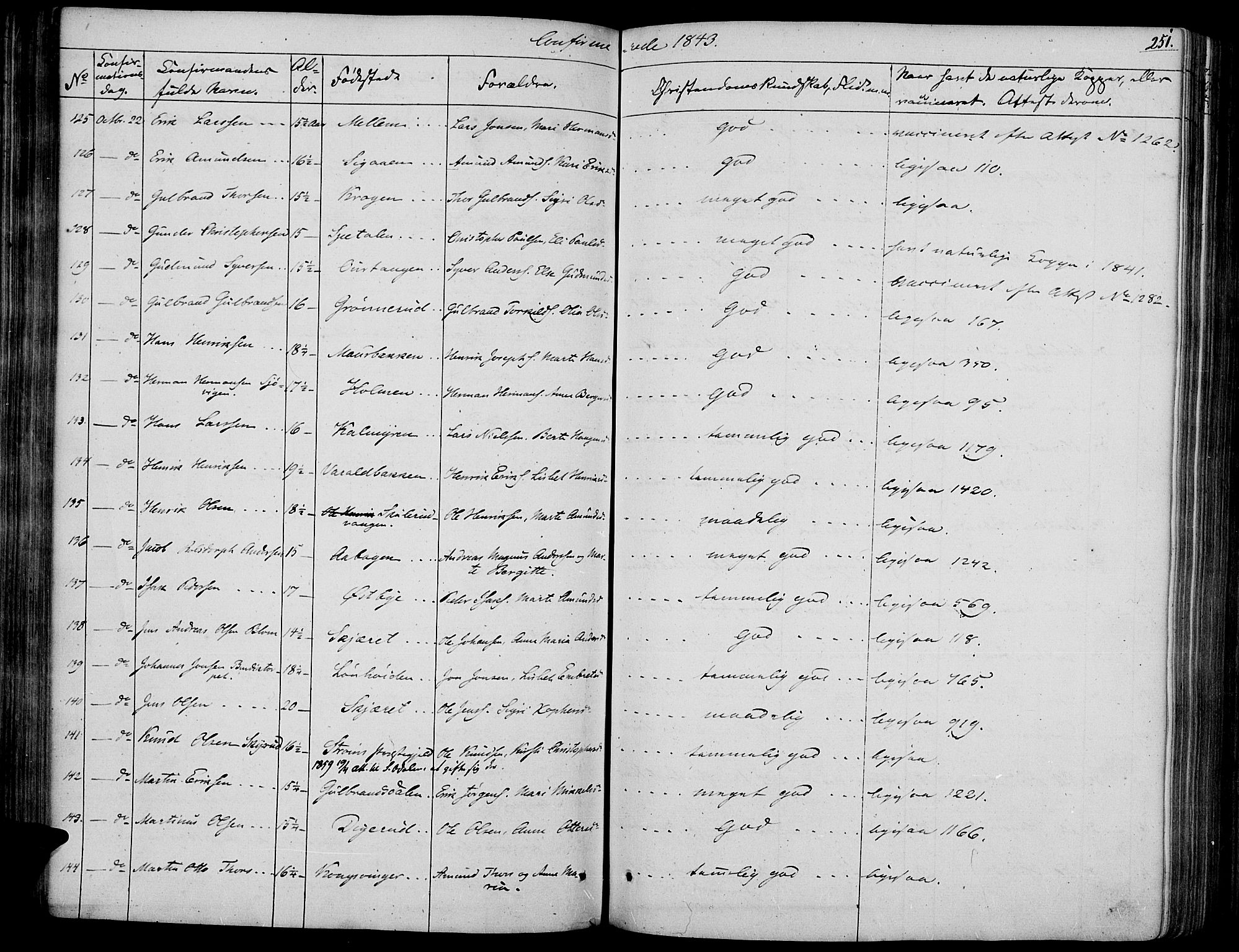 Vinger prestekontor, AV/SAH-PREST-024/H/Ha/Haa/L0008: Parish register (official) no. 8, 1839-1847, p. 251