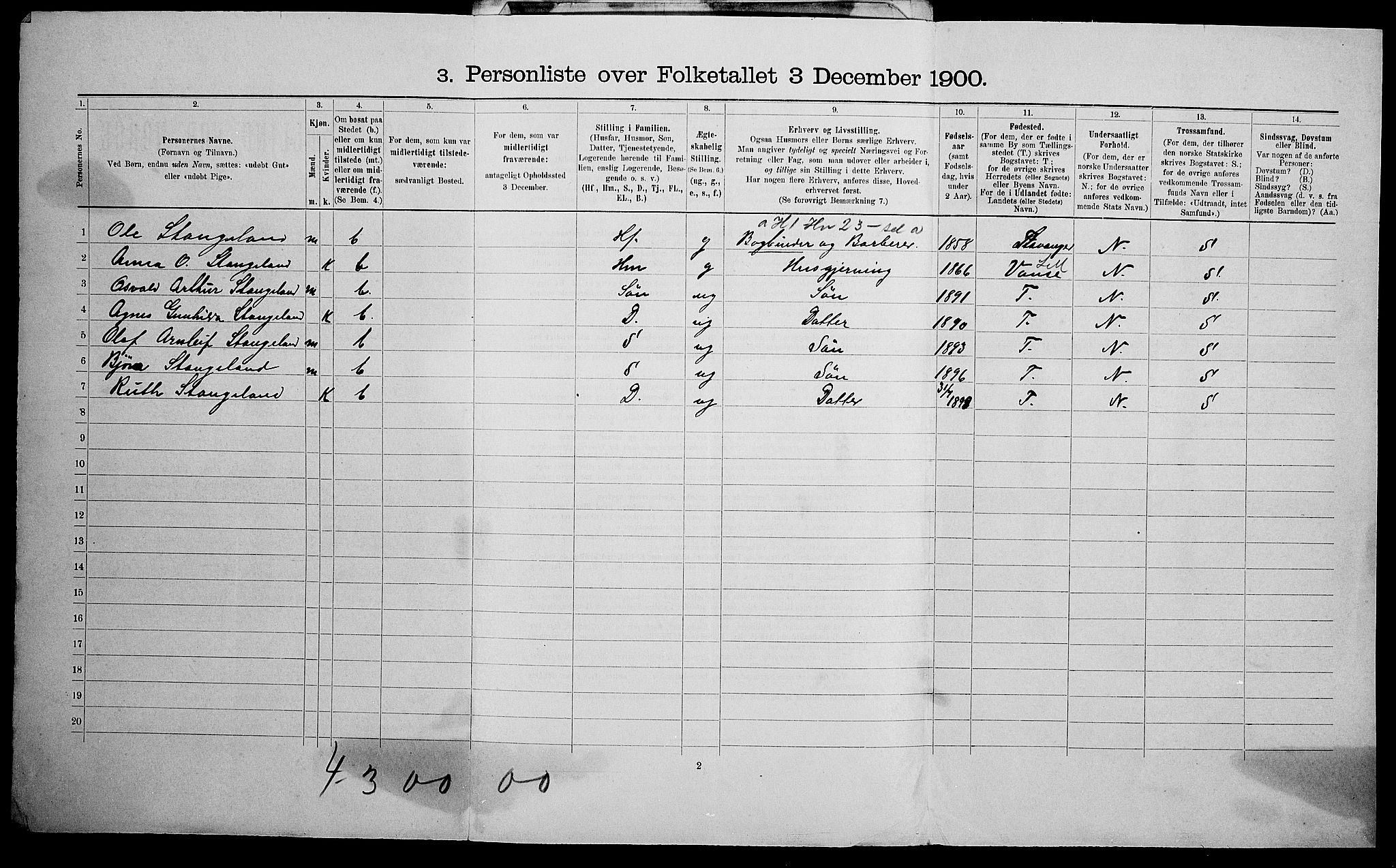 SAK, 1900 census for Farsund, 1900, p. 169