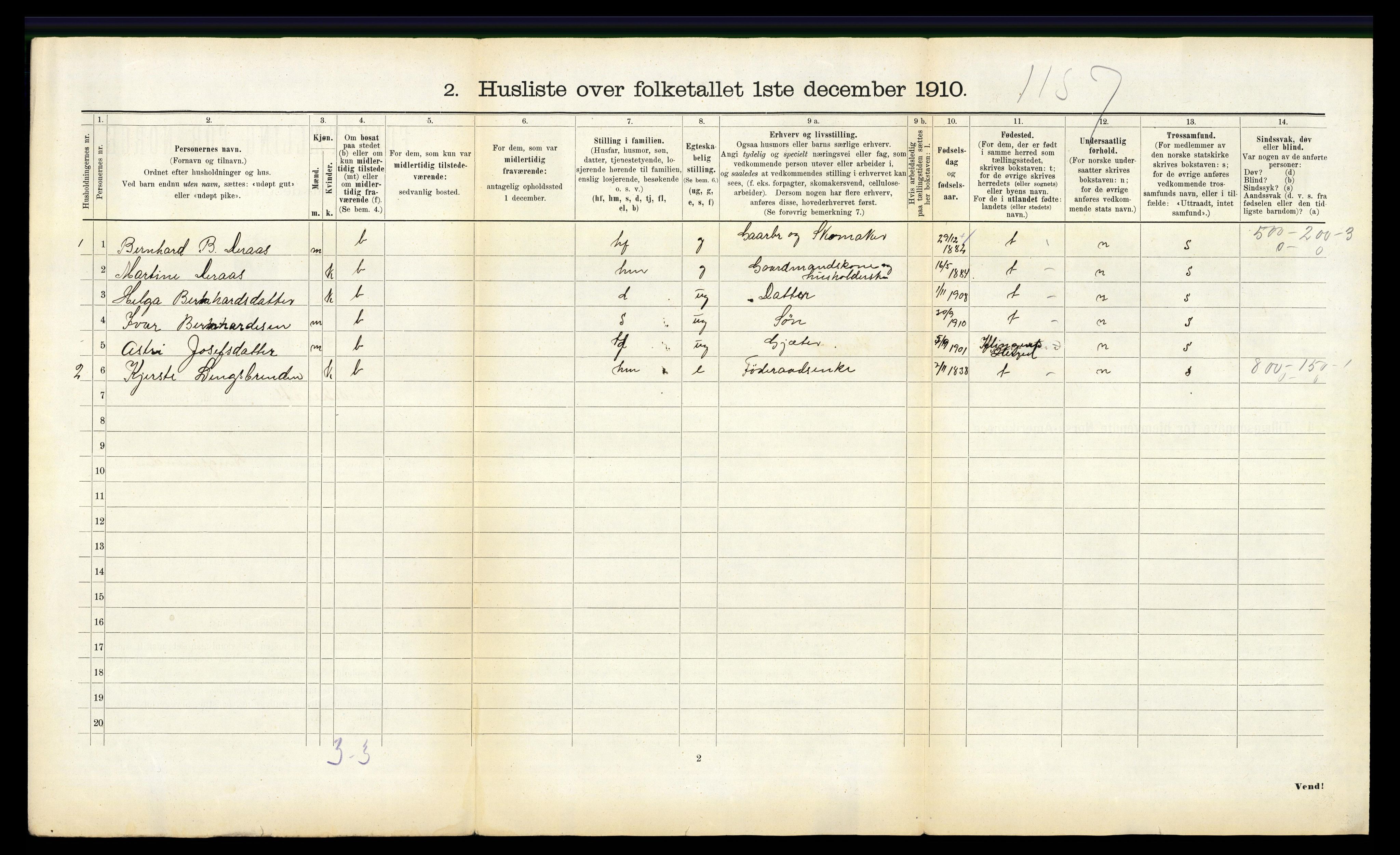 RA, 1910 census for Namdalseid, 1910, p. 477
