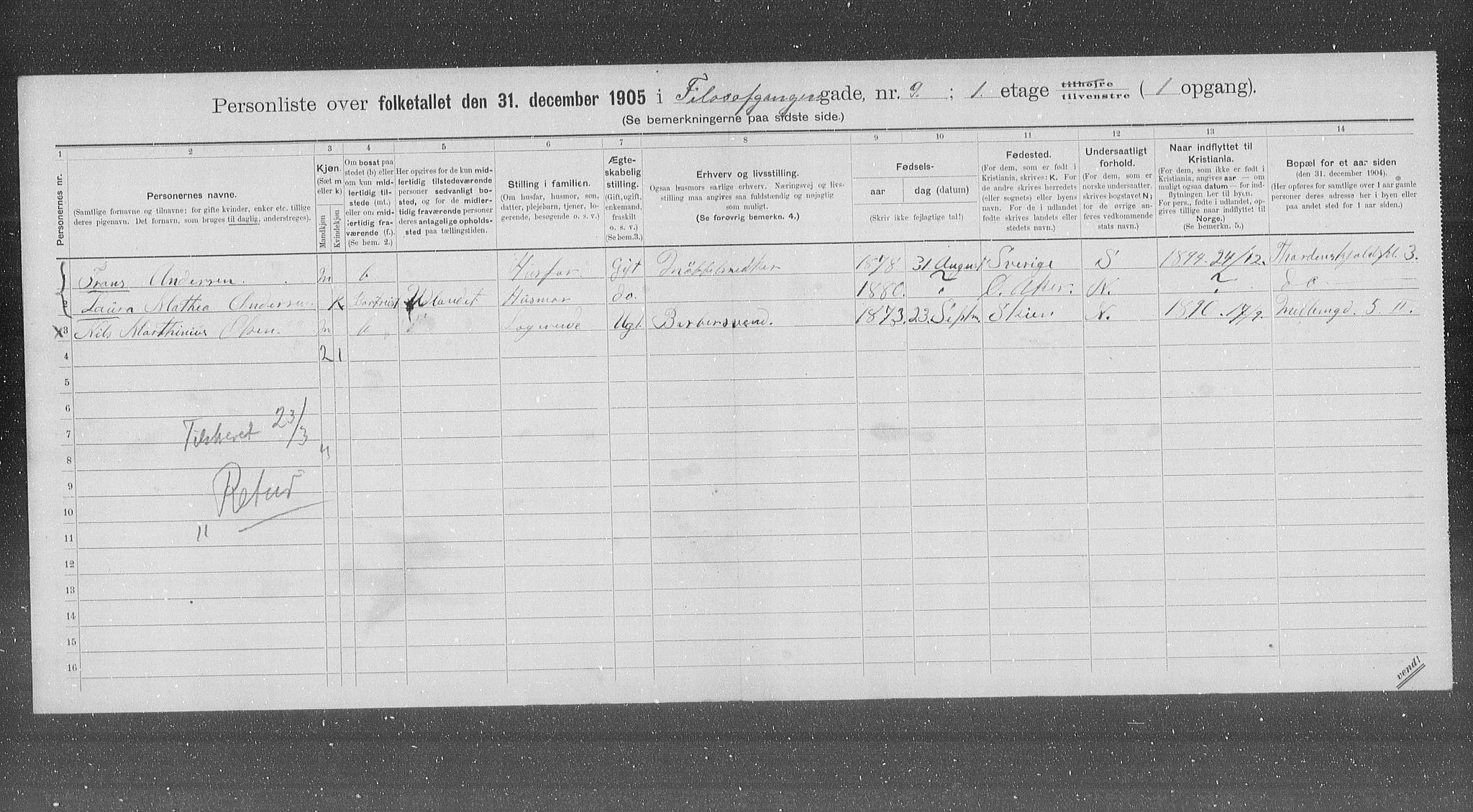 OBA, Municipal Census 1905 for Kristiania, 1905, p. 12520