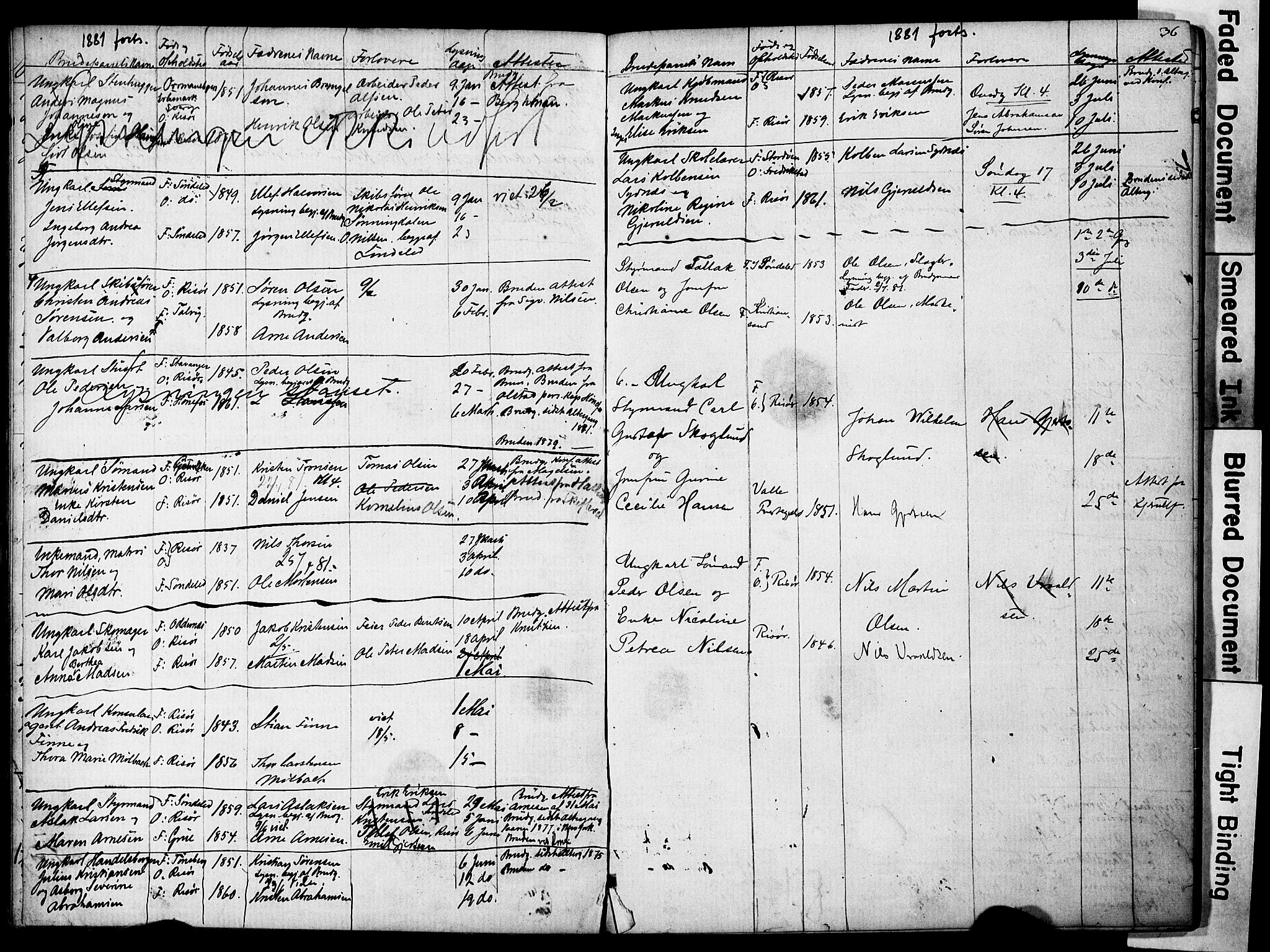 Risør sokneprestkontor, AV/SAK-1111-0035/F/Fe/L0002: Banns register no. A VI 2, 1875-1881, p. 36