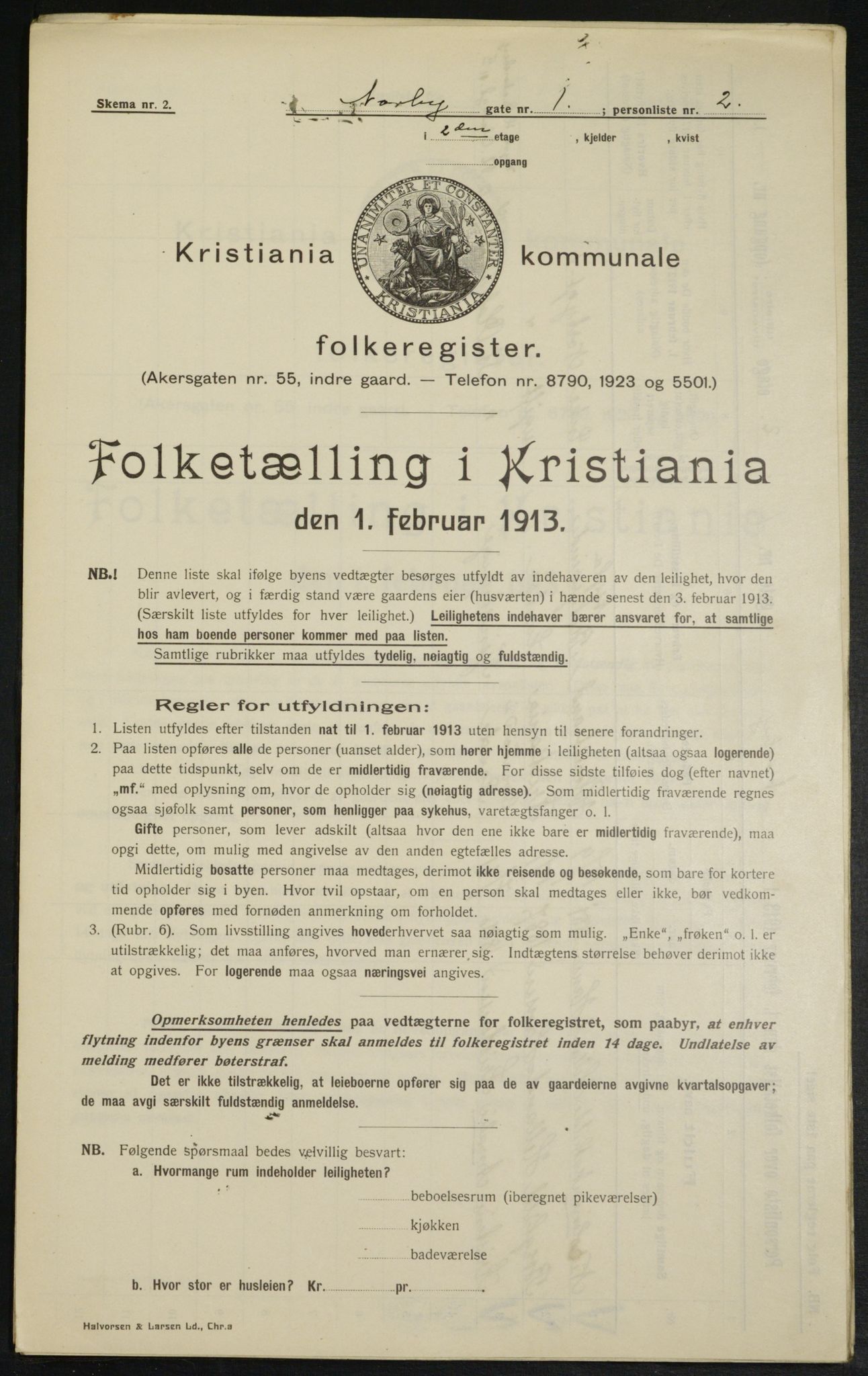 OBA, Municipal Census 1913 for Kristiania, 1913, p. 71451