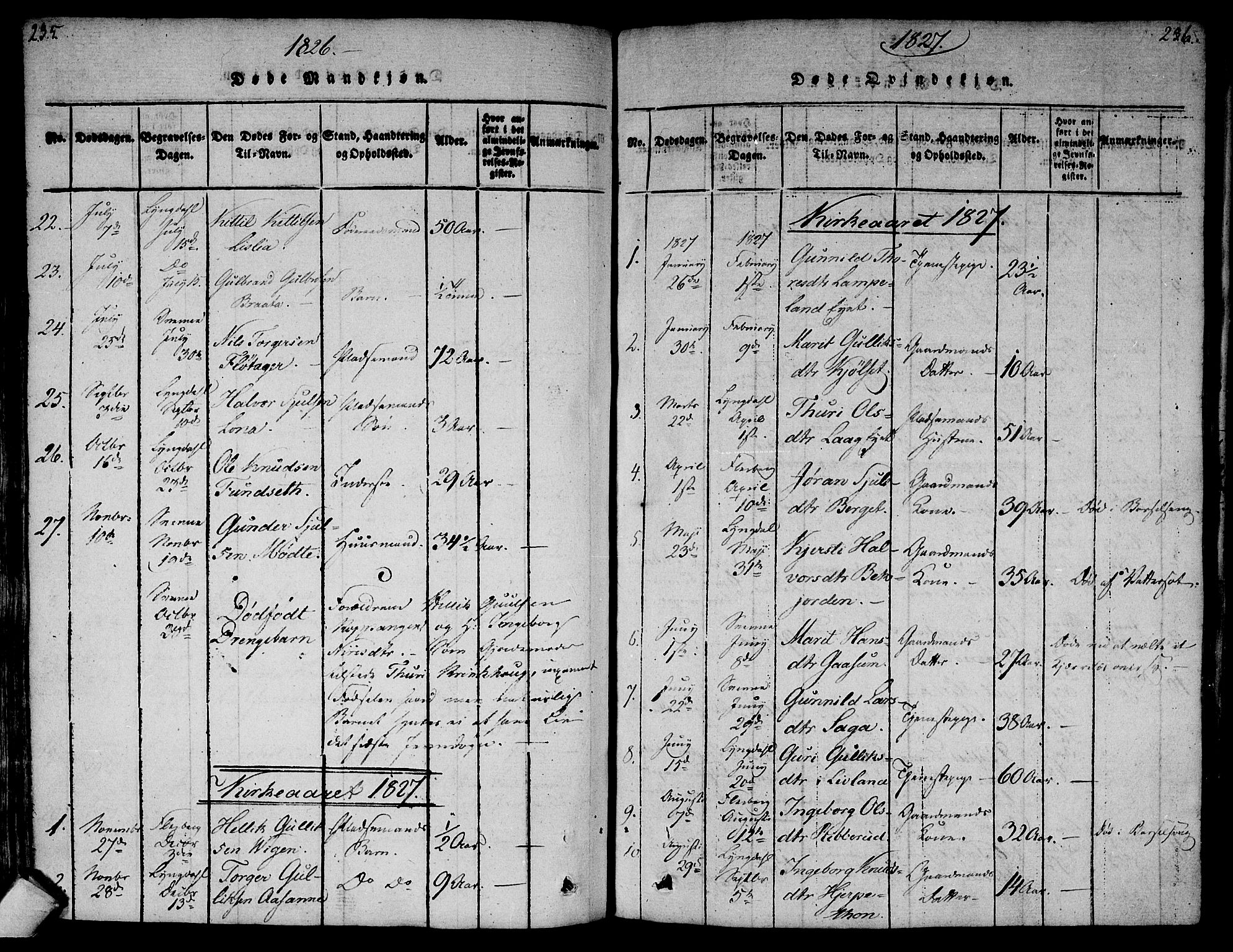 Flesberg kirkebøker, AV/SAKO-A-18/F/Fa/L0005: Parish register (official) no. I 5, 1816-1834, p. 235-236