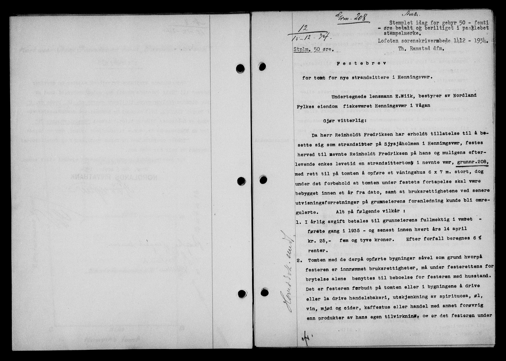 Lofoten sorenskriveri, SAT/A-0017/1/2/2C/L0030b: Mortgage book no. 30b, 1934-1934, Deed date: 15.12.1934