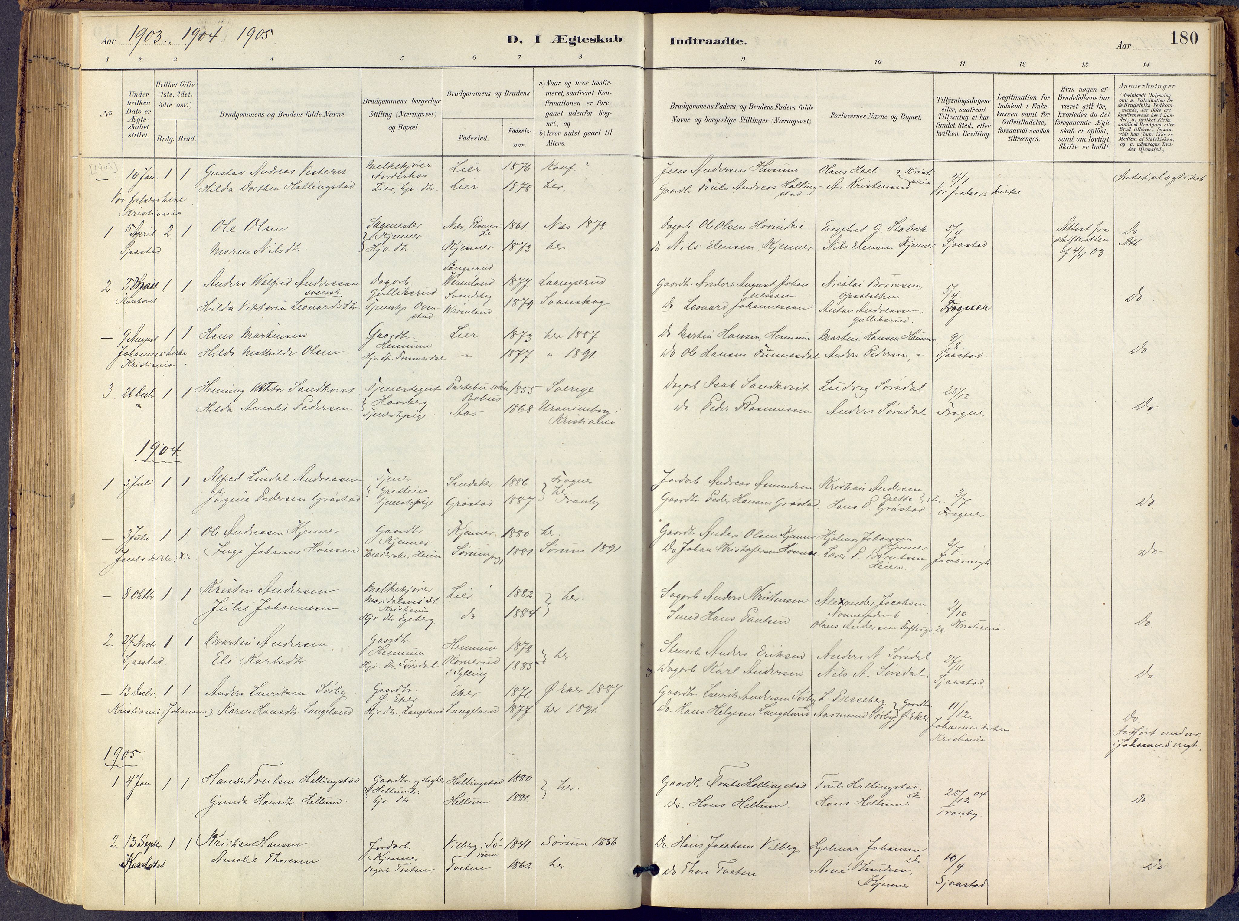 Lier kirkebøker, SAKO/A-230/F/Fb/L0001: Parish register (official) no. II 1, 1883-1910, p. 180