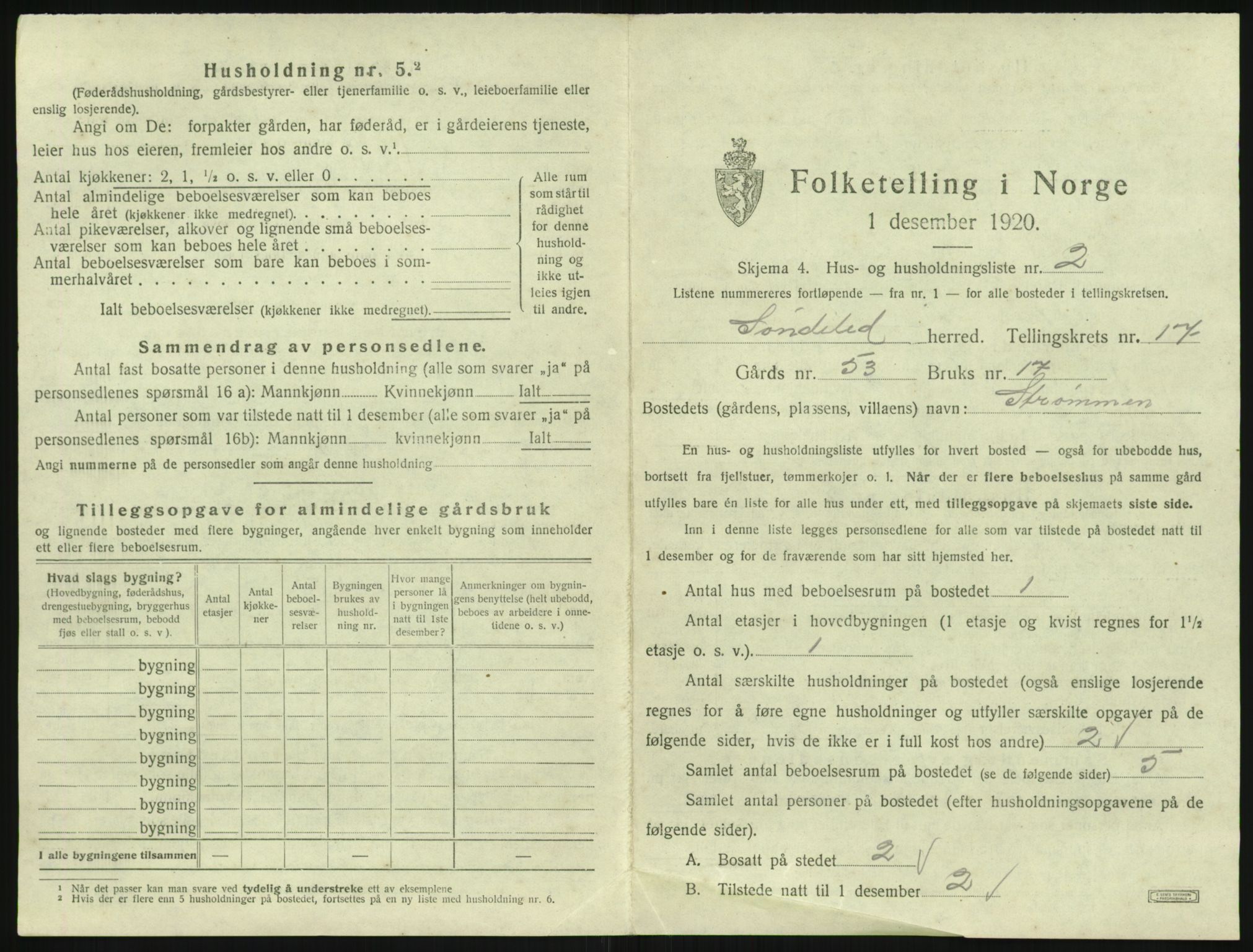 SAK, 1920 census for Søndeled, 1920, p. 1261