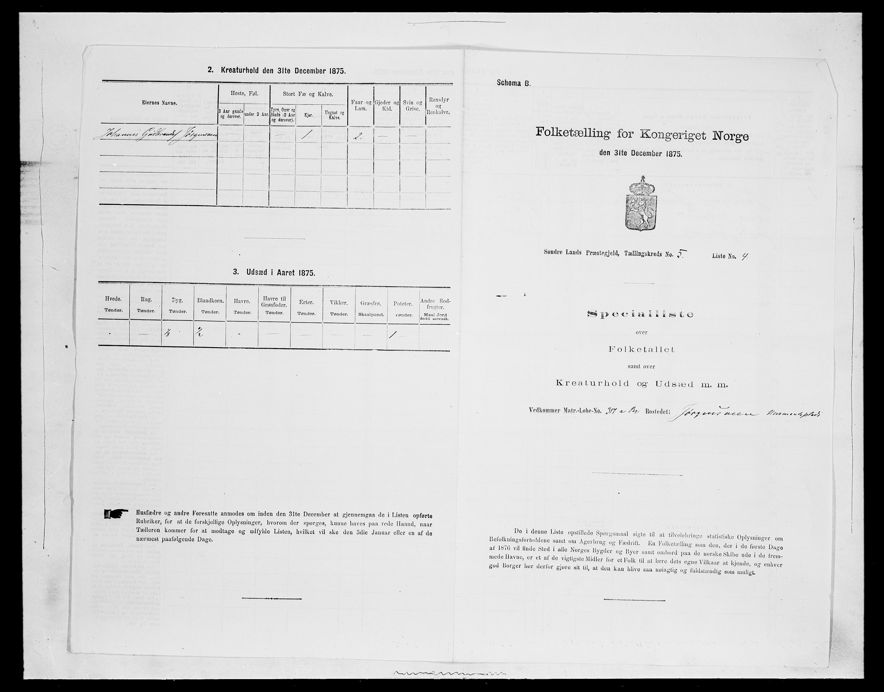 SAH, 1875 census for 0536P Søndre Land, 1875, p. 656