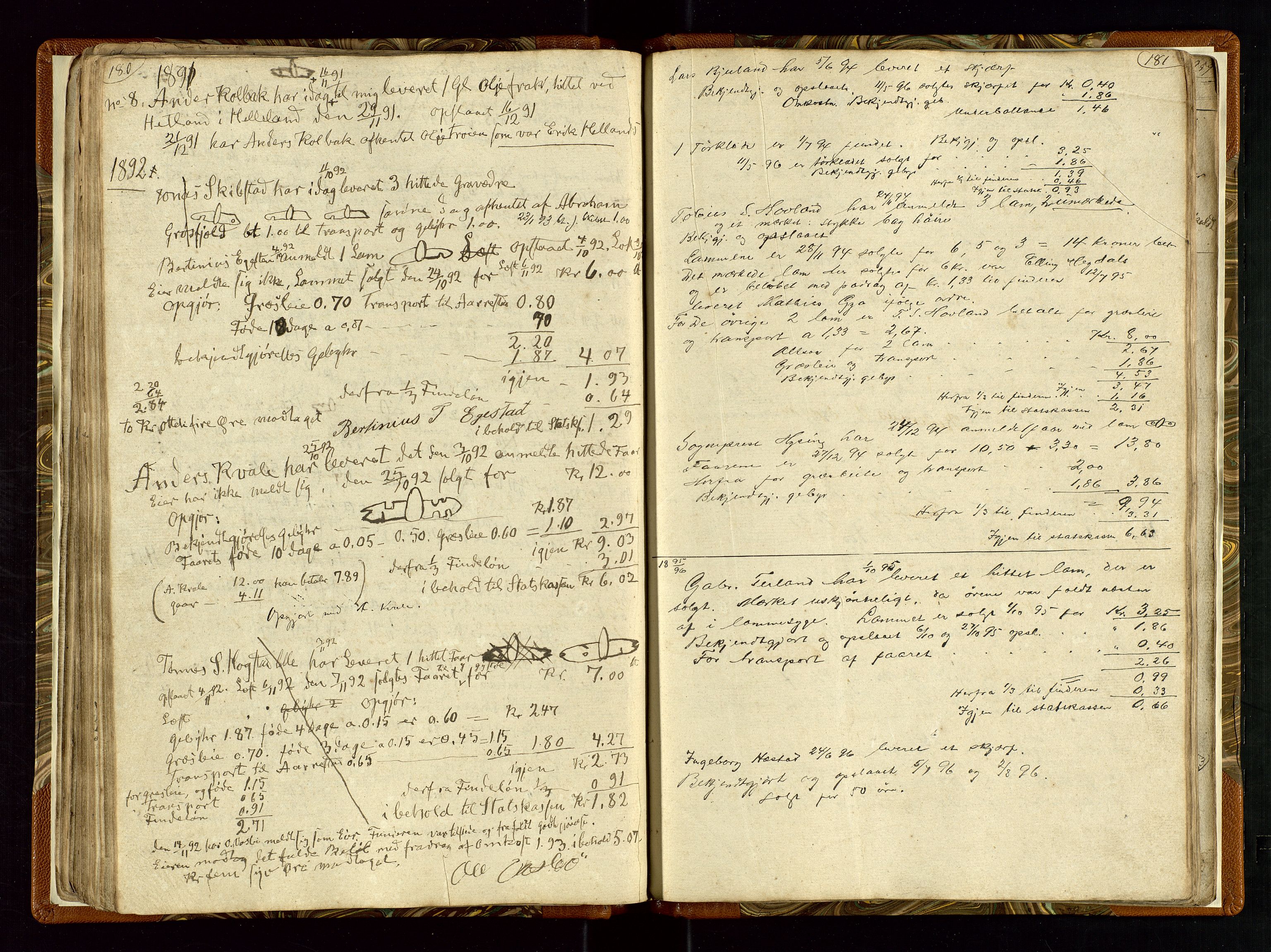 Helleland lensmannskontor, AV/SAST-A-100209/Ya/L0003: Diverseprotokoll, 1842-1960, p. 180-181