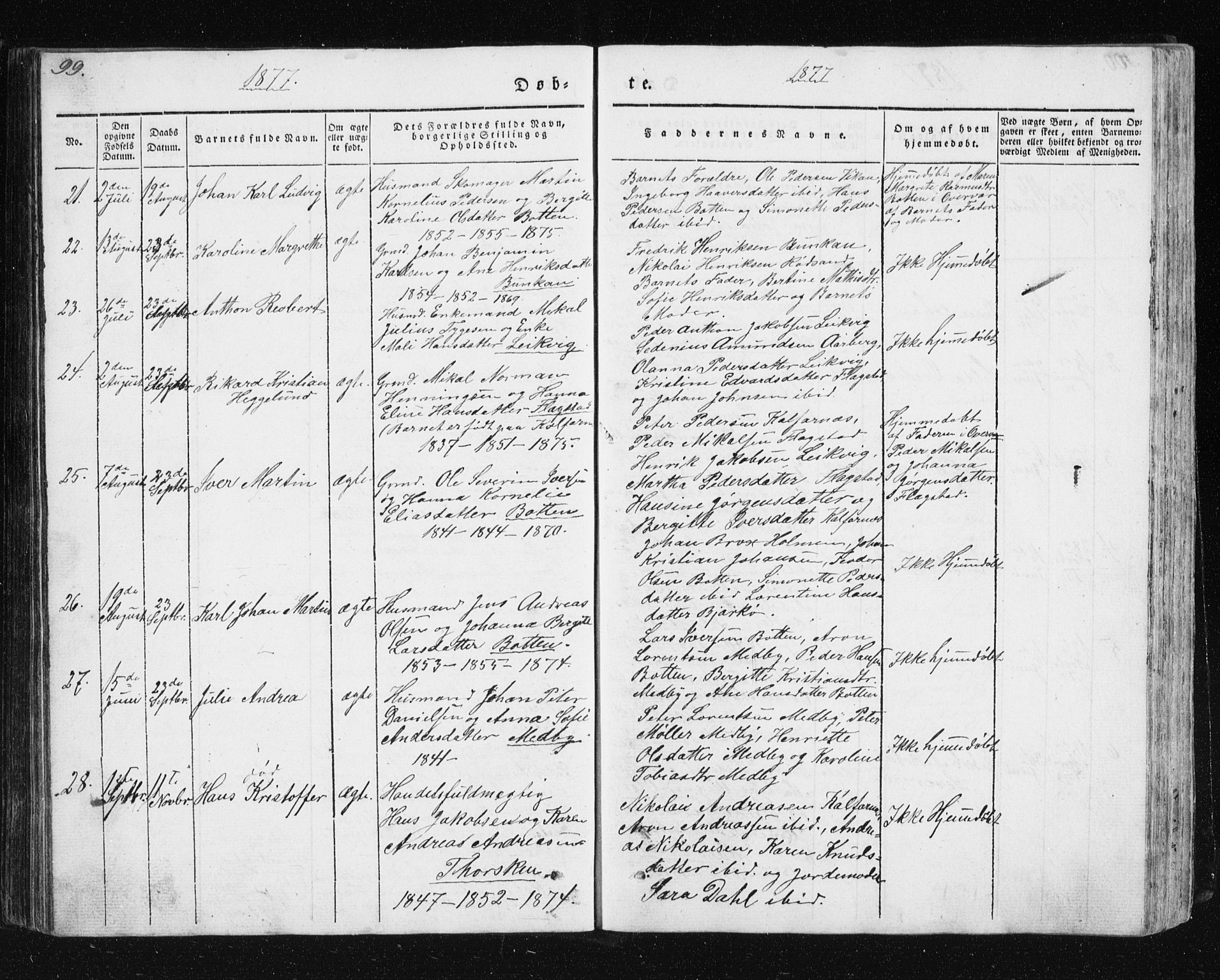 Berg sokneprestkontor, SATØ/S-1318/G/Ga/Gab/L0011klokker: Parish register (copy) no. 11, 1833-1878, p. 99