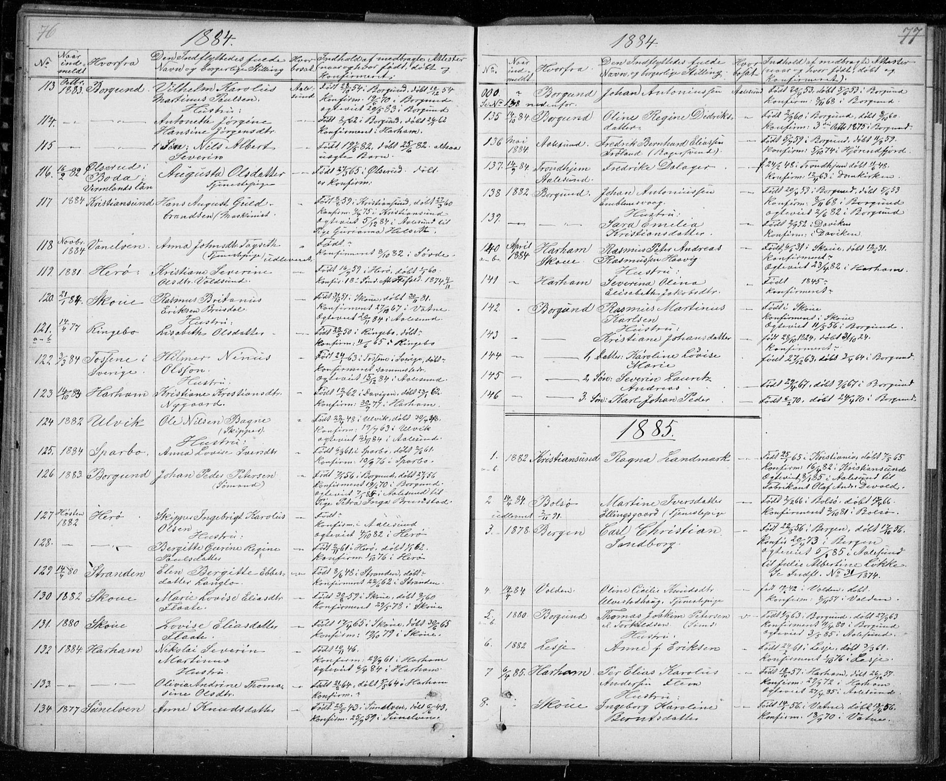 Ministerialprotokoller, klokkerbøker og fødselsregistre - Møre og Romsdal, AV/SAT-A-1454/529/L0481: Parish register (copy) no. 529C18, 1873-1898, p. 76-77